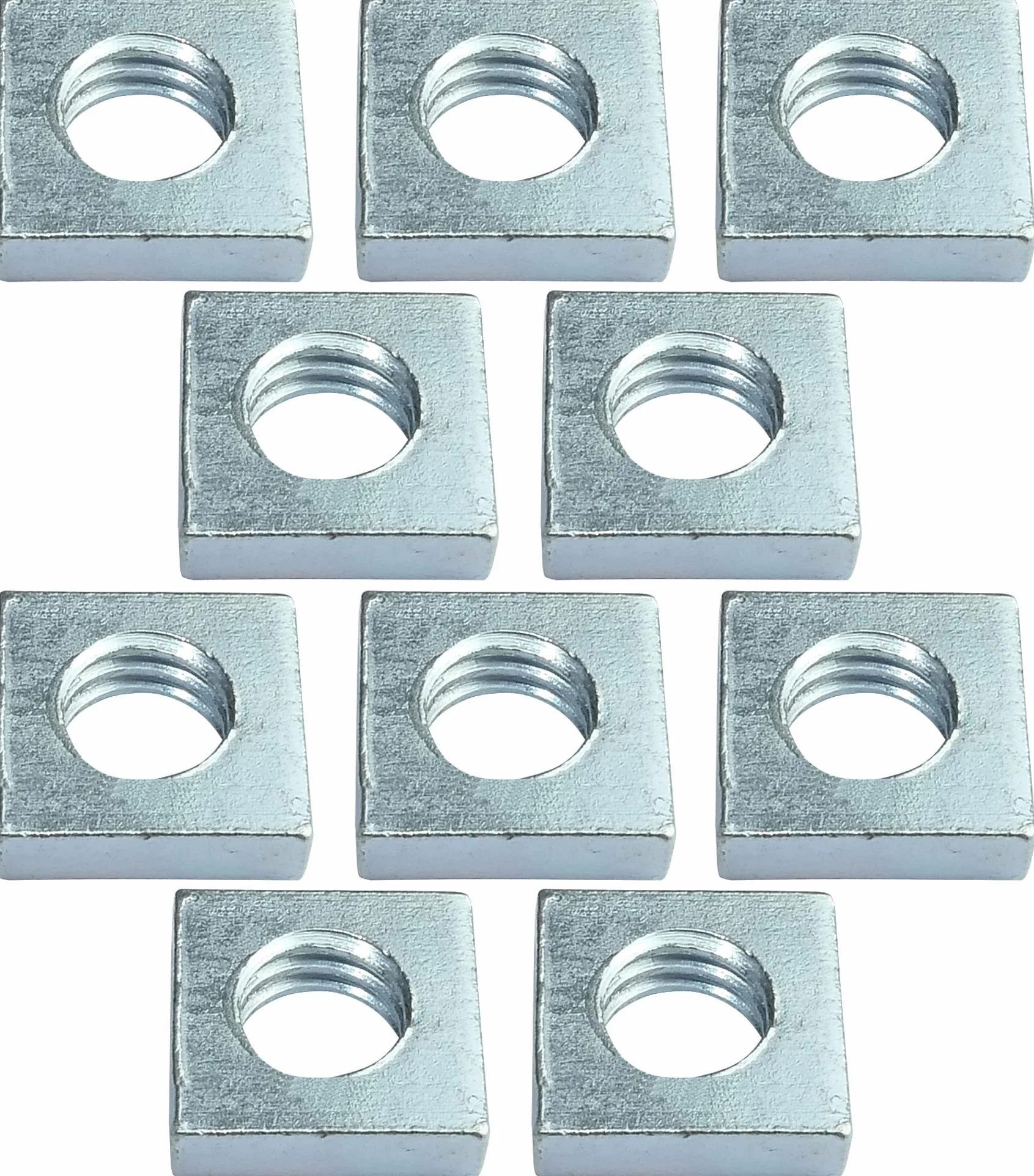 AERZETIX C49558 Set di 10 dadi quadrati M6 piatti profilo basso 10.0x3.0mm acciaio al carbonio