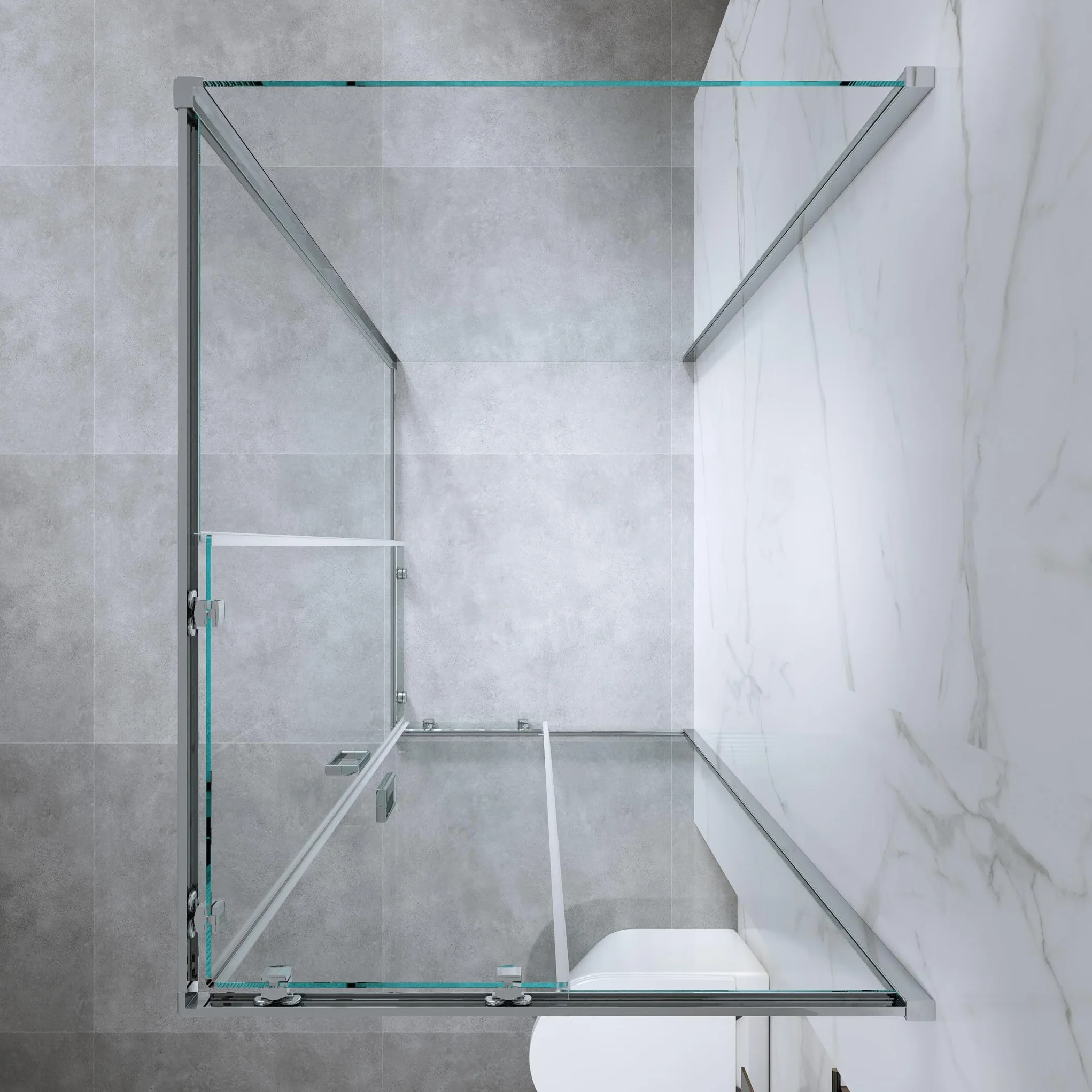 Box Doccia 3 Lati 70x90x70 cm h185 Cabina Doccia Scorrevole Cristallo Temperato 6mm Trasparente Profilo Cromato Guarnizioni Antigoccia Chiusura Magnetica Maniglia ABS Mod. Kiro