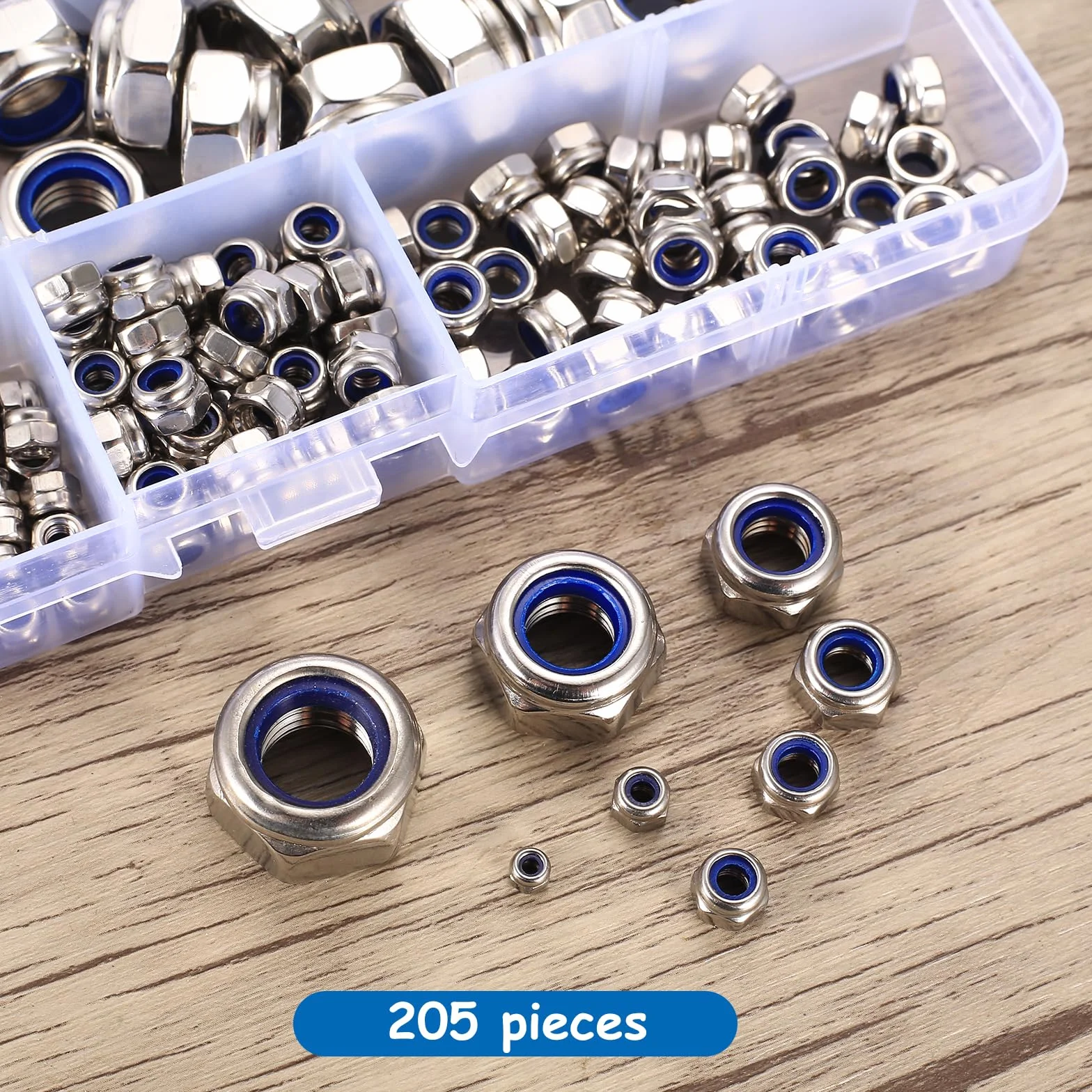 Set di dadi esagonali autobloccanti in acciaio inox M2-M12 per viti e barra filettata