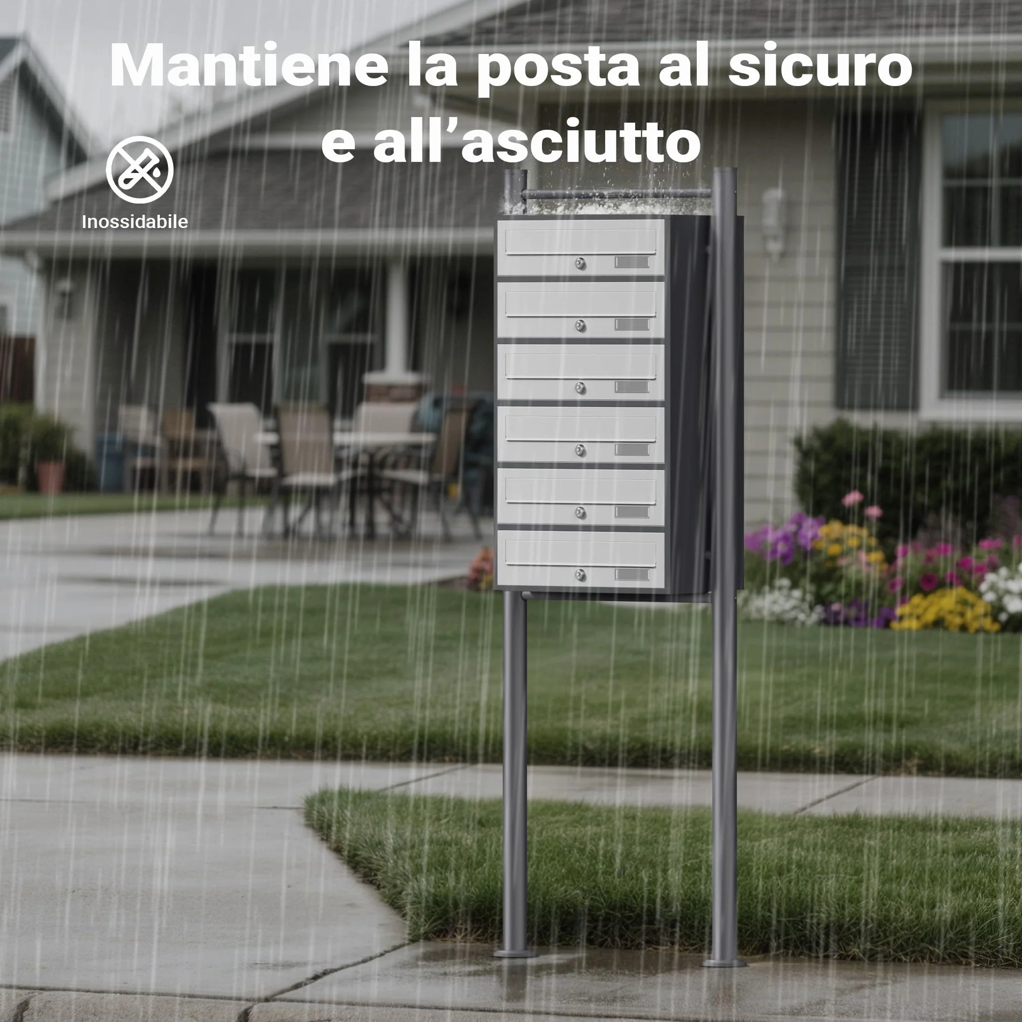 Wiltec Cassetta postale condominiale autoportante 6 posti antracite/bianco 513 x 270 x 1500 mm