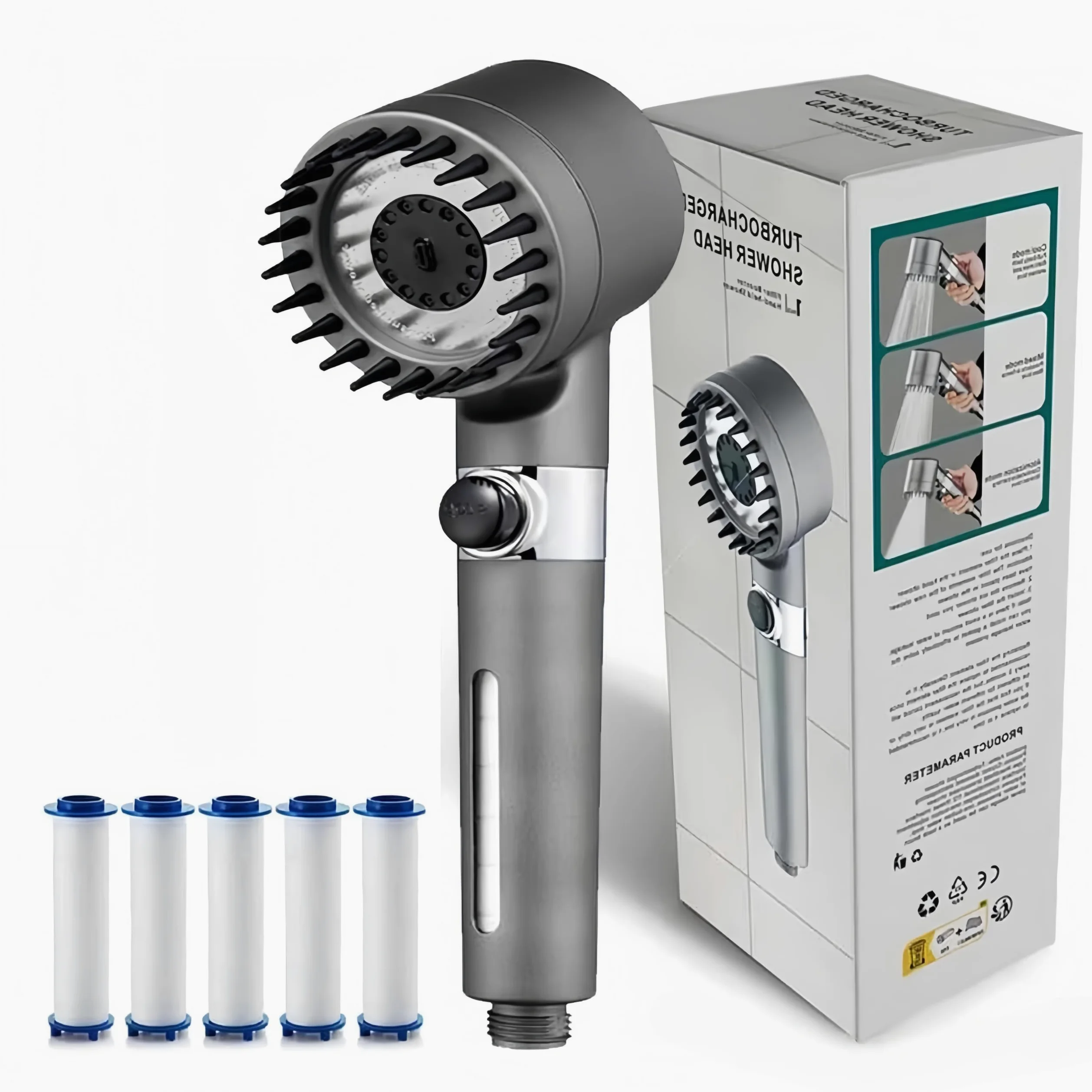 Pulifer Doccino Filtrante Originale,Doccia Ad Alta Pressione Con Tre Modalità,Risparmio Idrico Ed Energetico,Con Filtro