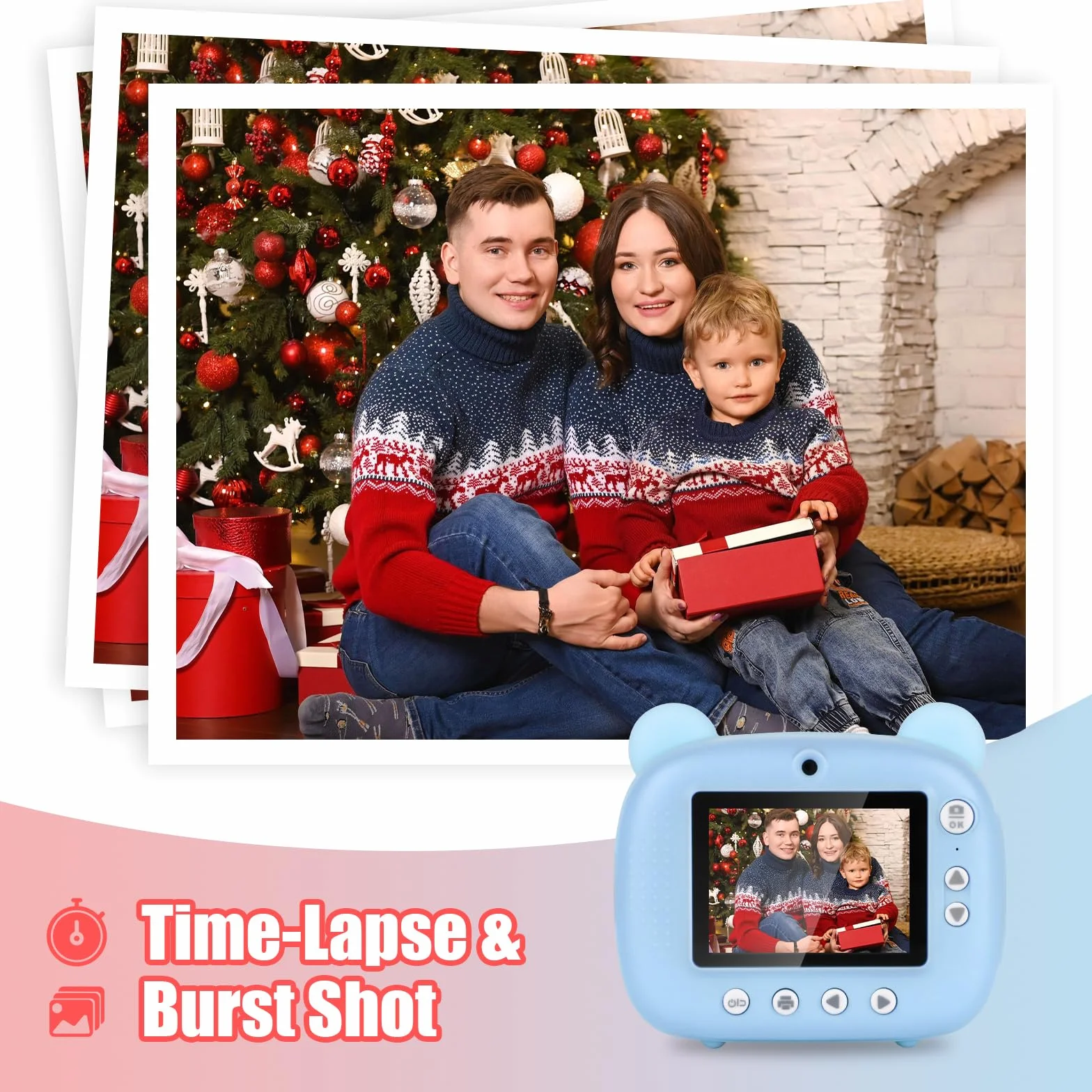 Fotocamera per bambini, 1080 p, fotocamera istantanea per bambini, con carta da 32 gb e carta fotografica, 3 – 12 anni, regalo di Natale per ragazze ragazzi (blu)