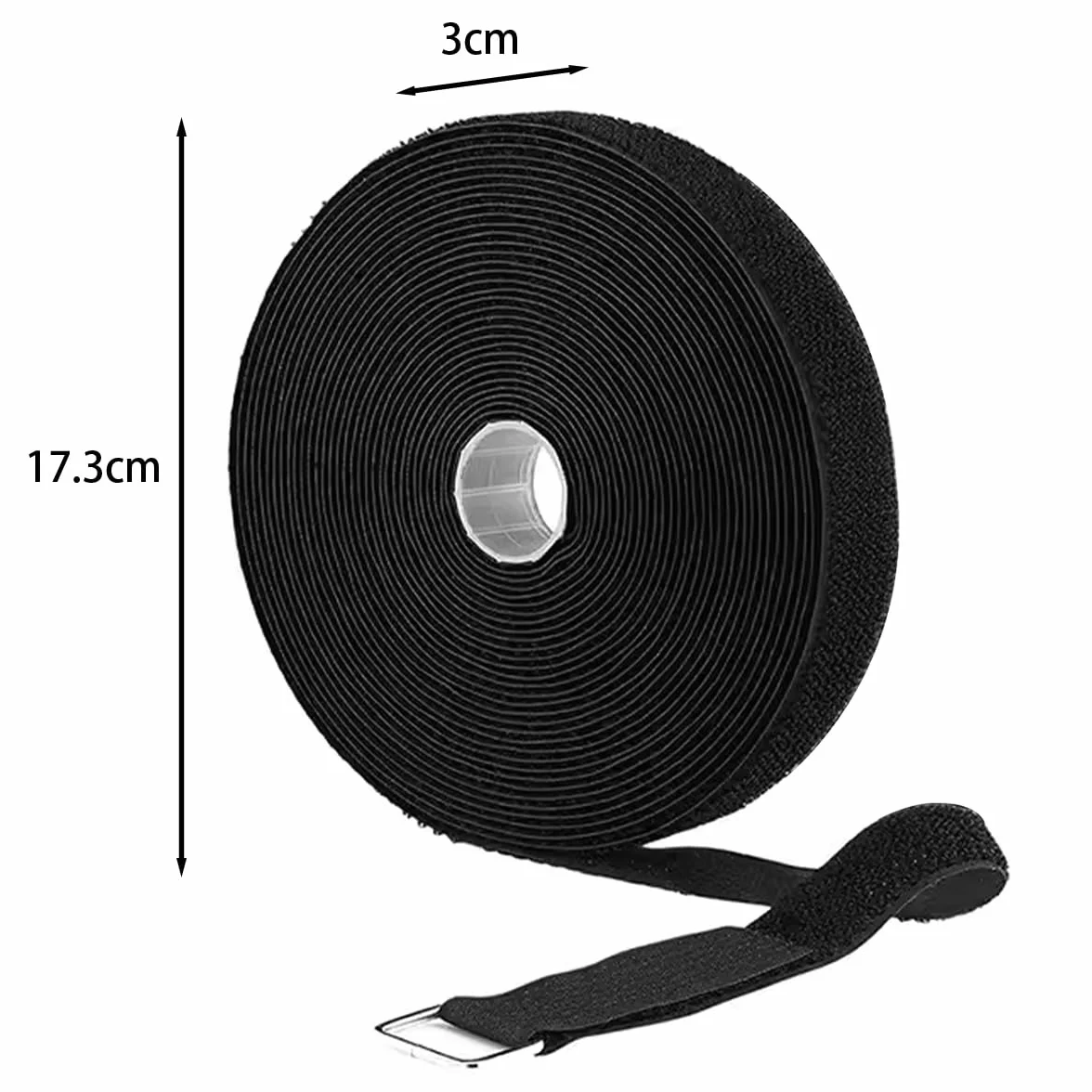 Fettuccia Nylon Resistente 10m con 50 Fibbie Chiusure Strappo Fascette Fermacavi Riutilizzabili Nero