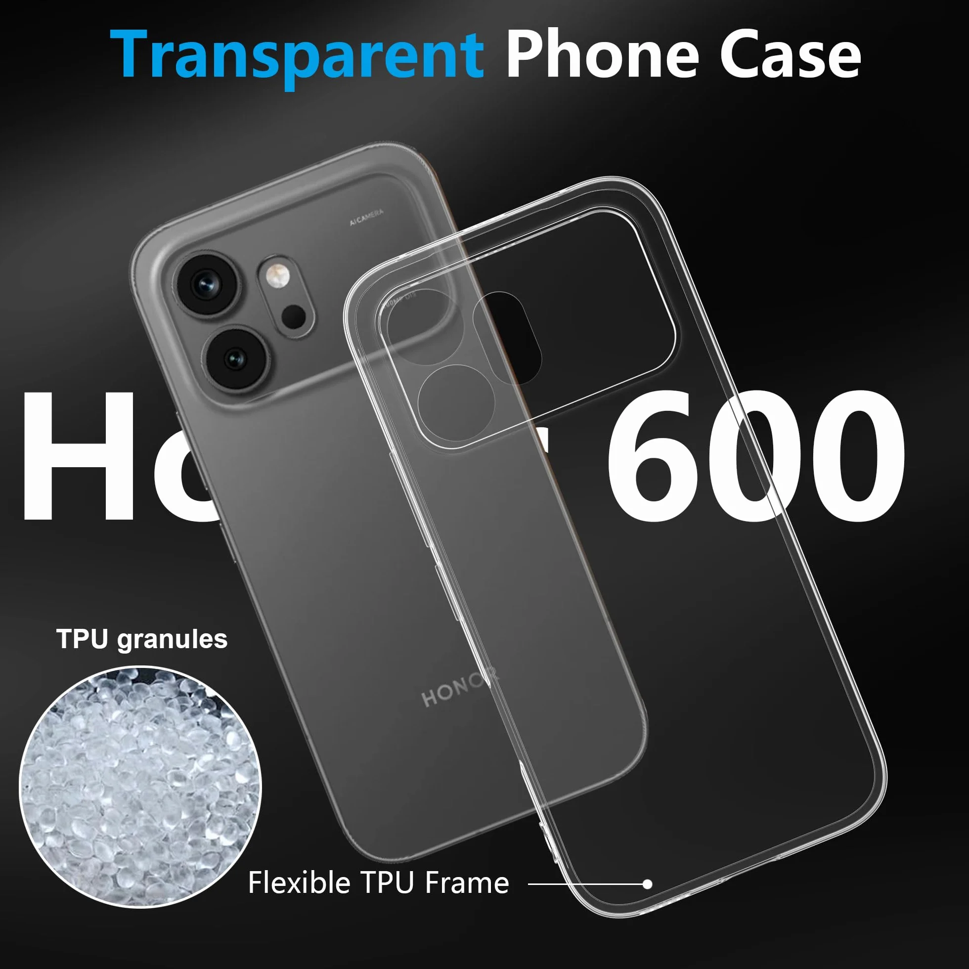 FDHYFGDY Cover per Honor 600 5G Custodia per Telefono, Anti-ingiallimento Antiurto Trasparente con Custodia Protettiva, Ultra Sottile Morbido in TPU Custodia Protettiva