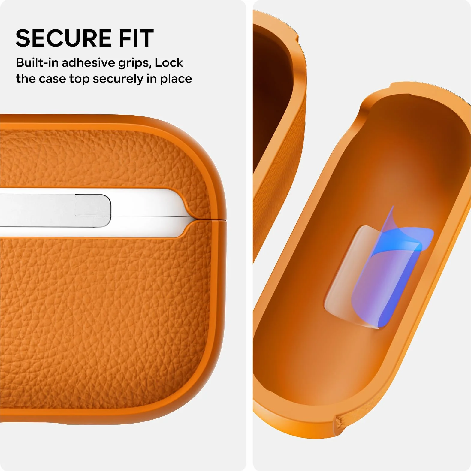 ACRONIX Cover per AirPods Pro 3 (2025) –Cover in TPU Effetto Pelle, Resistente a Graffi e Polvere, LED visibile, Protezione Antiurto, Arancione