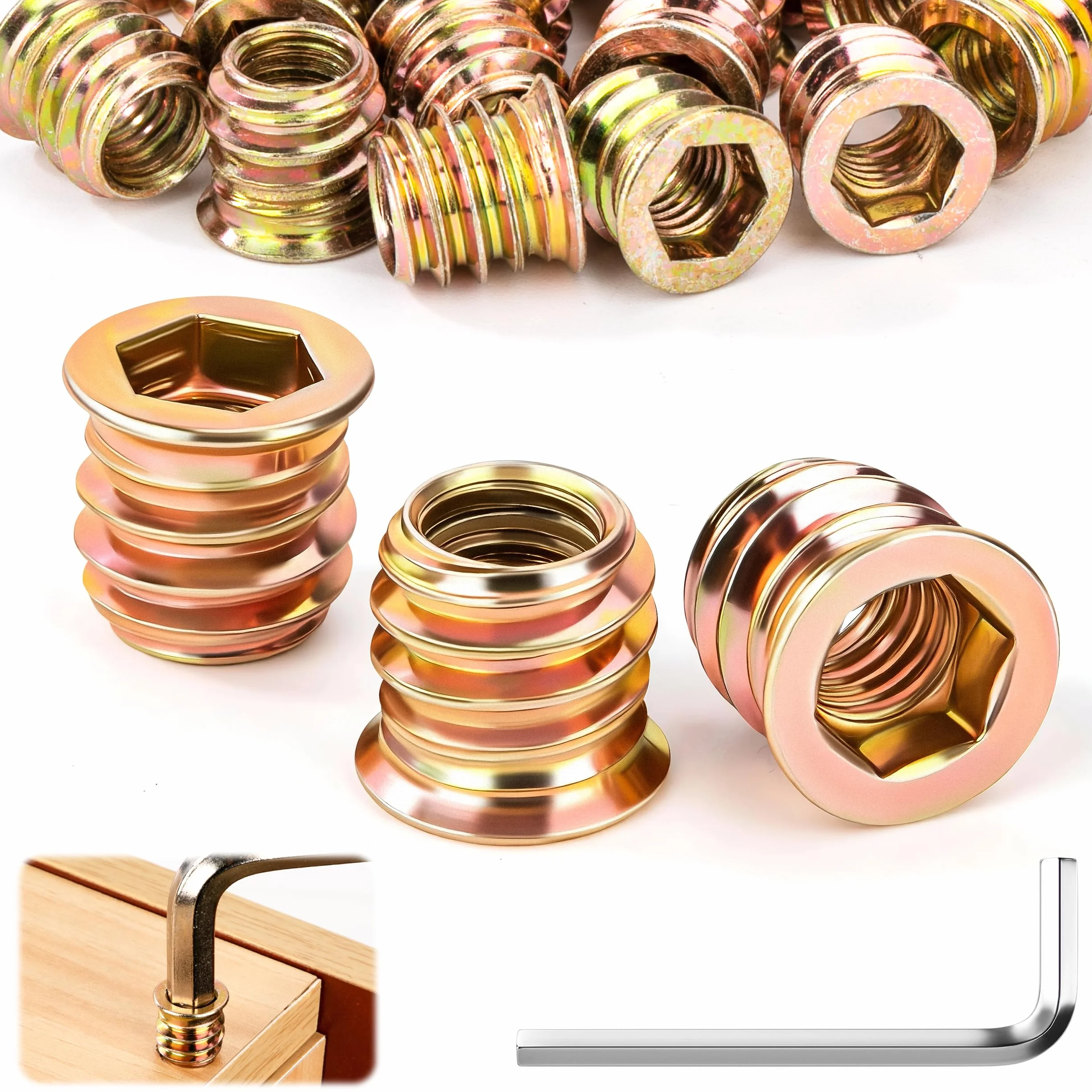 Boccole Filettate M4 20 Pezzi Inserti Filettati in Acciaio Zincato M4x10mm