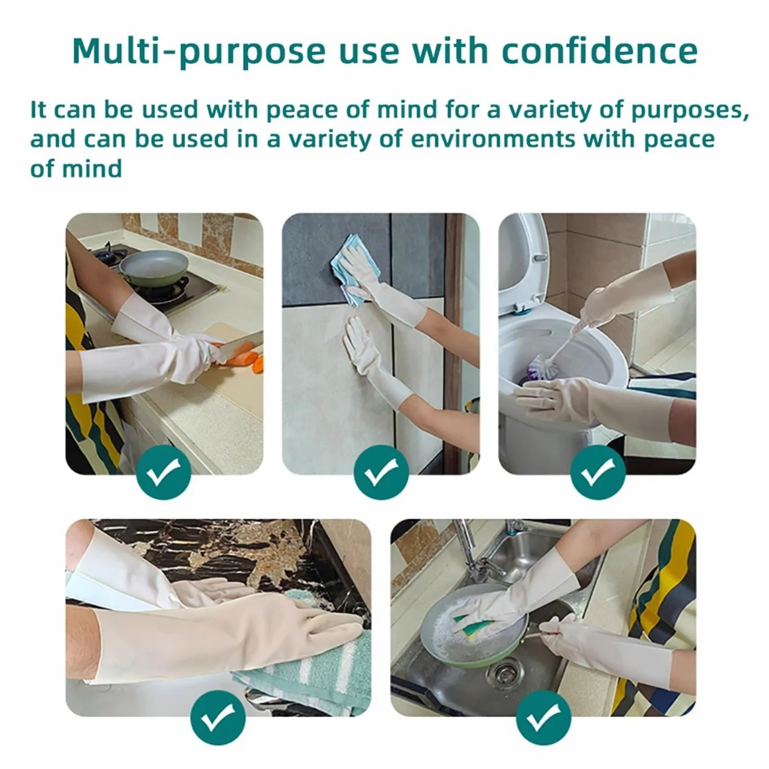 Guanti per Lavare I Piatti 2 Paia di Guanti da Lavoro Domestico Resistenti Guanti in Nitrile riutilizzabili Neri in PVC antistatici Guanti da Lavoro da Giardino antiolio(White,L)