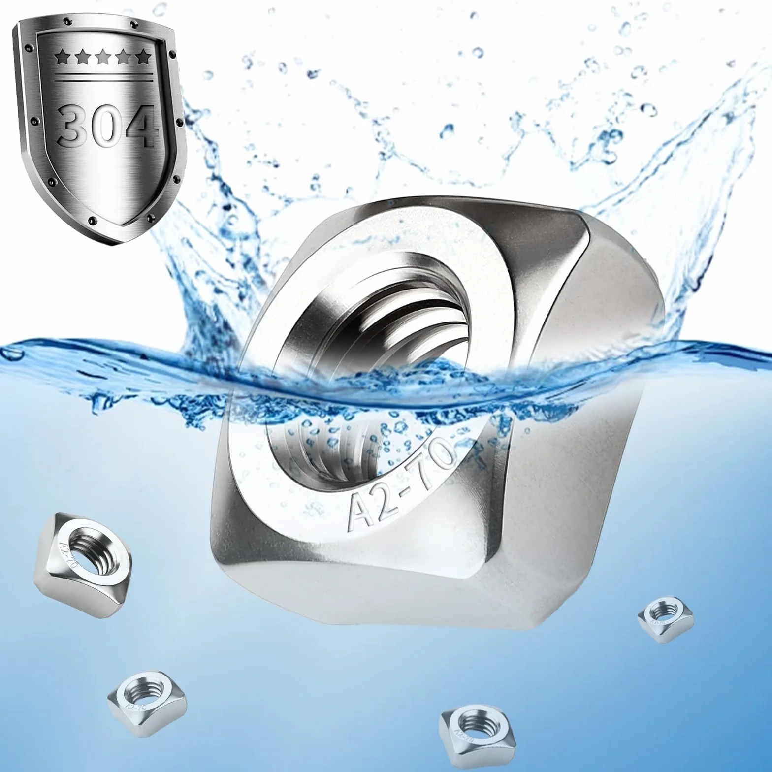 Dado Quadrato M10 Acciaio Inox 304 DIN 557 10 Pezzi