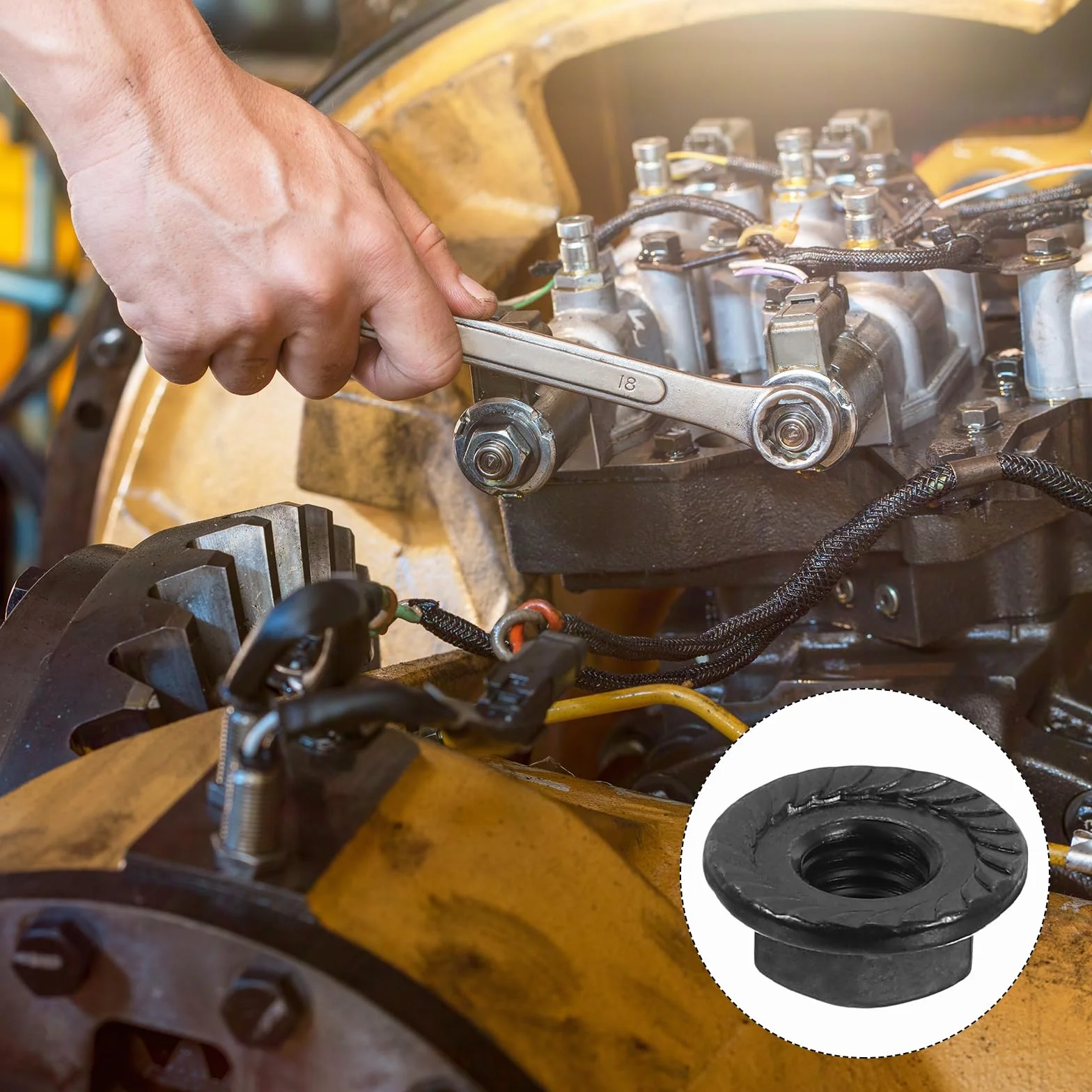 QUARKZMAN Dadi Autobloccanti Esagonali Flangiati M5x0,8mm 20pz Acciaio Inossidabile 304 Nero