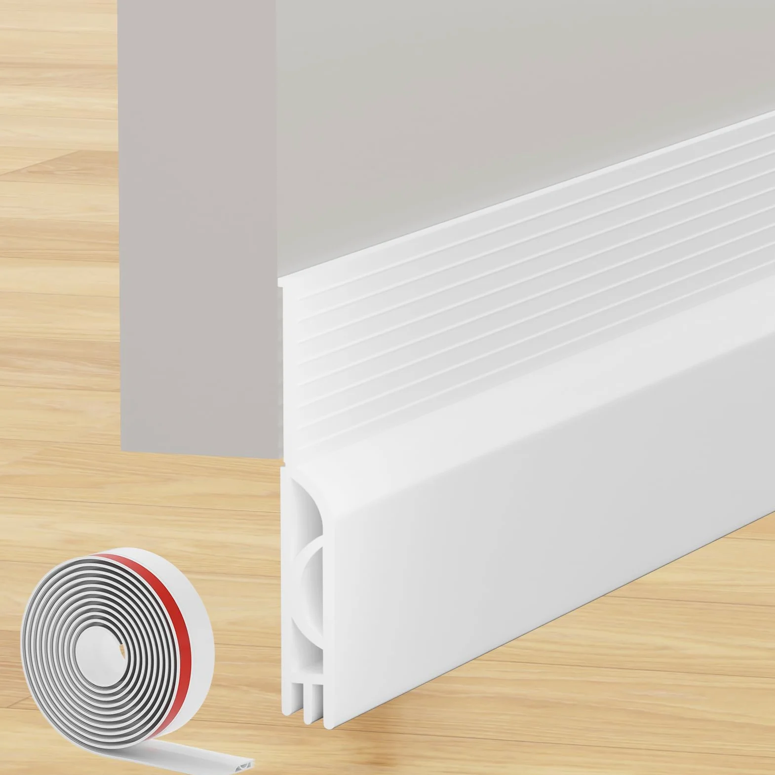Paraspifferi per porta, autoadesivo per la parte inferiore della porta, striscia isolante isolante isolante per esterni e interni (2 m, bianco)