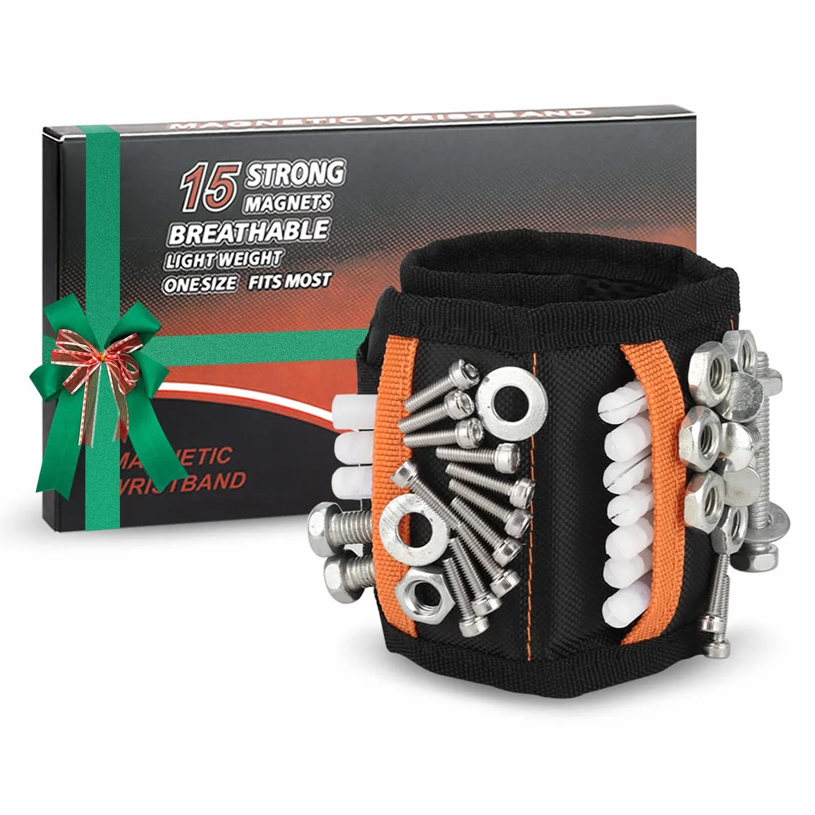 Bracciale Magnetico Uomo con 15 Magneti Super Forti per Fissaggio Viti Chiodi Attrezzi