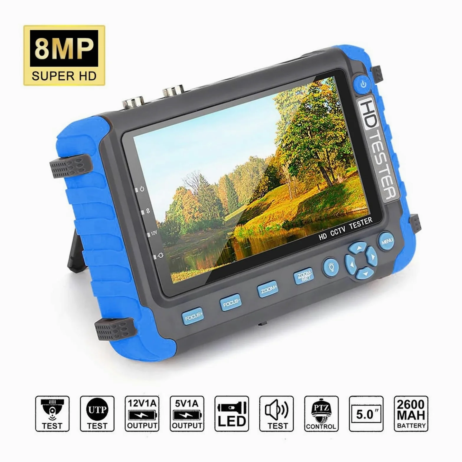 IV8W-L 8MP 4K CCTV Tester Telecamera di Sicurezza Monitor da 5 Pollici for 4 in 1 TVI AHD CVI Tester analogico for telecamere di Sicurezza Test Video | CCTV Tester IV5