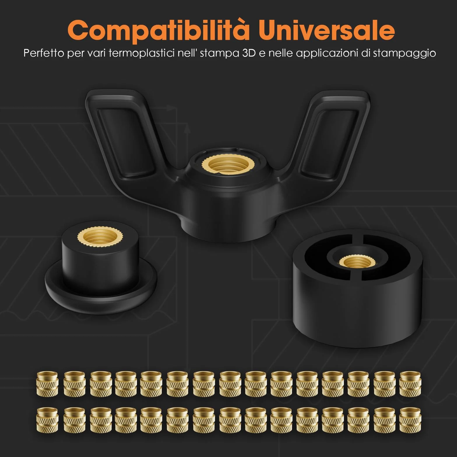 HANGLIFE Inserti Filettati a Caldo, M2.5 Inserto Filettato per Componenti di Stampa 3D e Parti in Plastica - Dadi Scanalati Metrici in Ottone (100 Pezzi)
