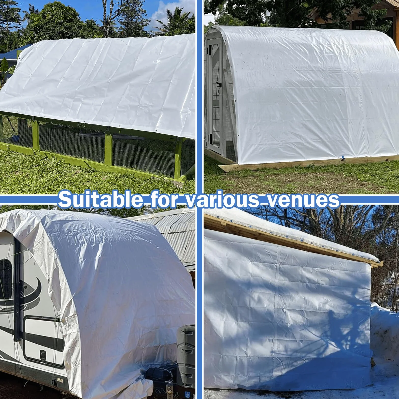 Bianco Telo Impermeabile Esterno, Telone Occhiellato Impermeabile in Polietilene, Telone Impermeabile per Esterno, Giardino, Gazebo, Campeggio, Piscina, Auto, Barche, Legno, 2x3m