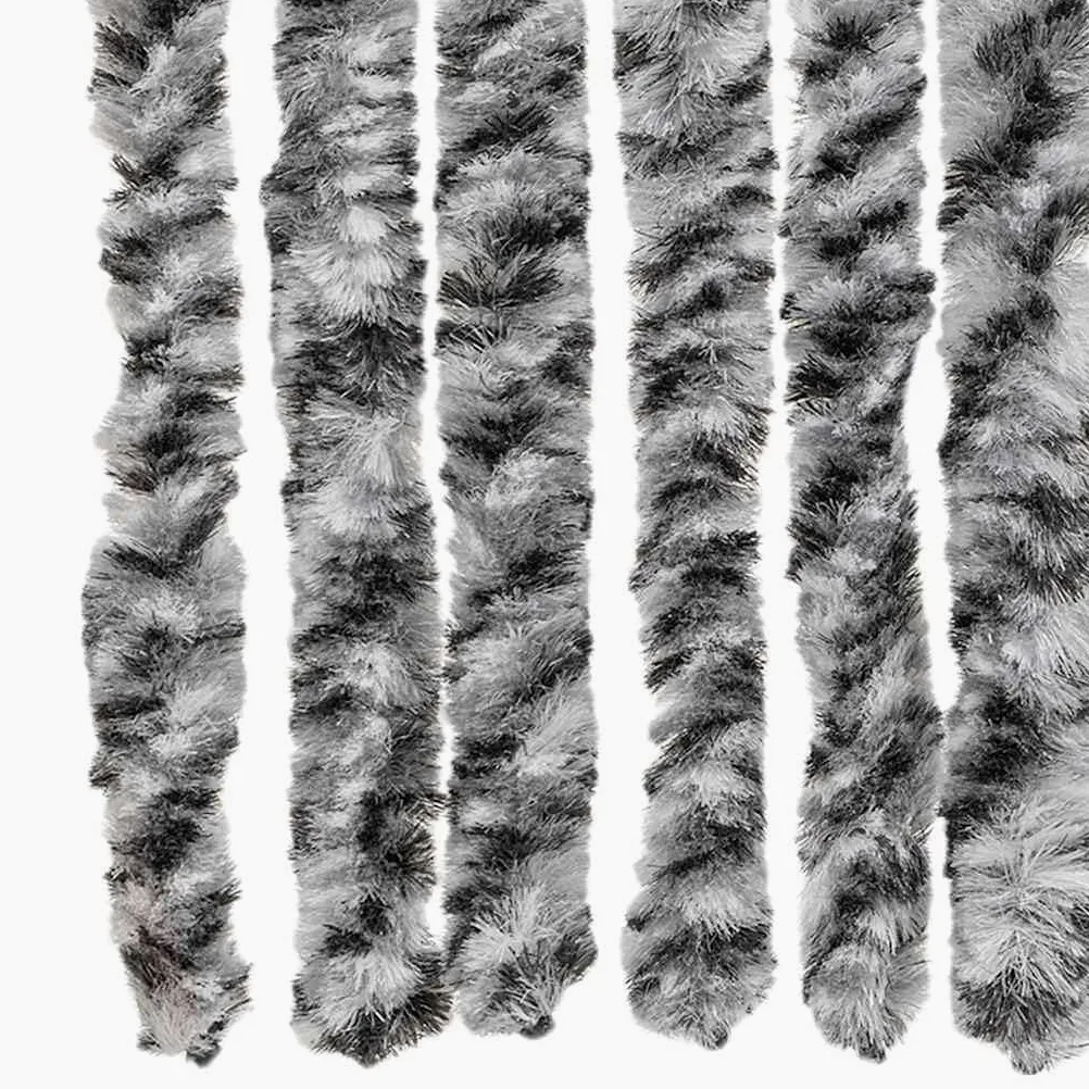 Zanzariera per porta, in ciniglia, grigio, nero, bianco, 56 x 200 cm, per casa, roulotte, camper, silenziosa, rimovibile, con ganci