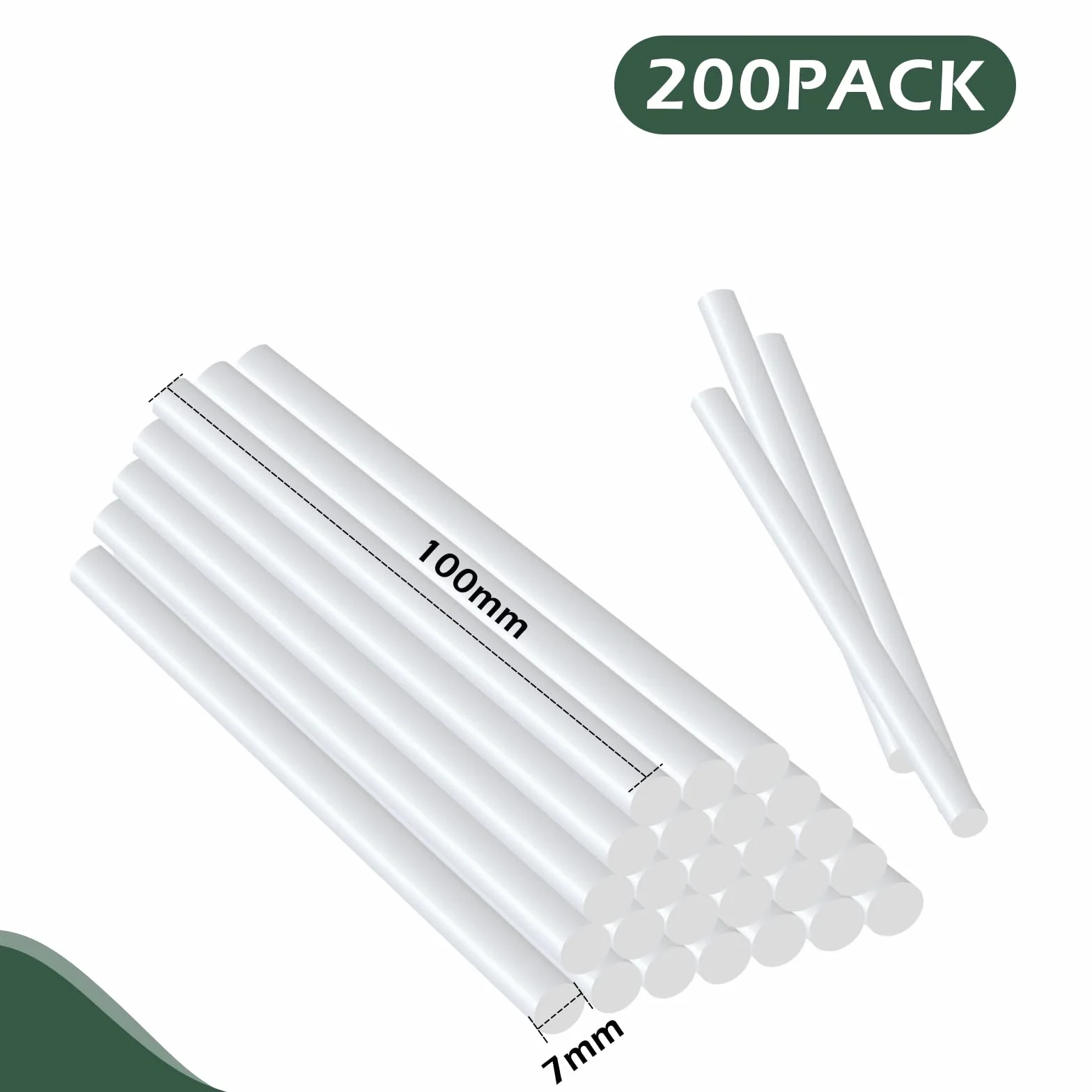 Mini stick di colla a caldo trasparente Ø 7 mm x 100 mm, 200 pezzi per pistola colla fai da te