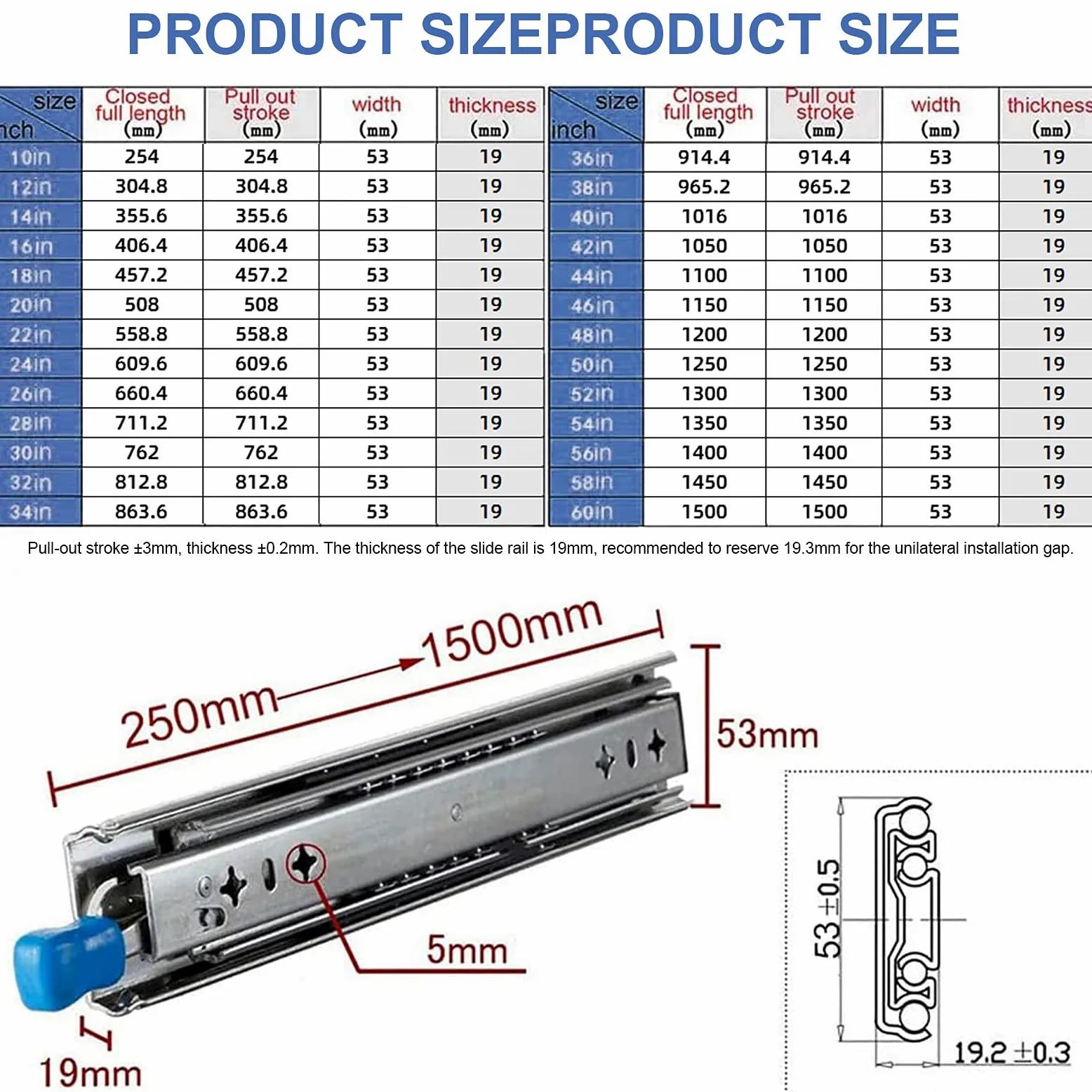 Guide per cassetti per carichi Pesanti da 300 mm a Estrazione Totale, Portata 120 kg, per Officina Industriale.