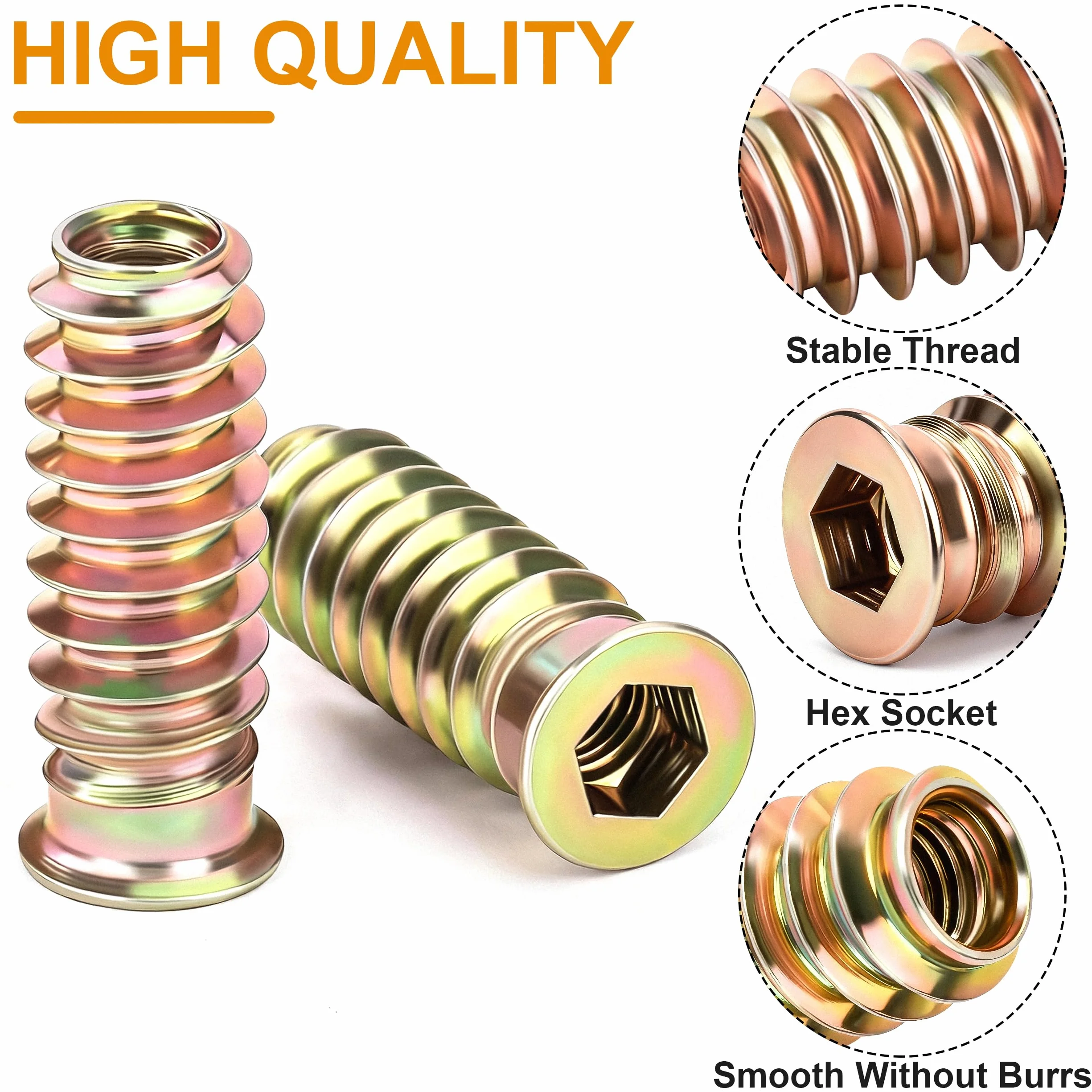 Boccole Filettate M4 20 Pezzi Inserti Filettati in Acciaio Zincato M4x10mm