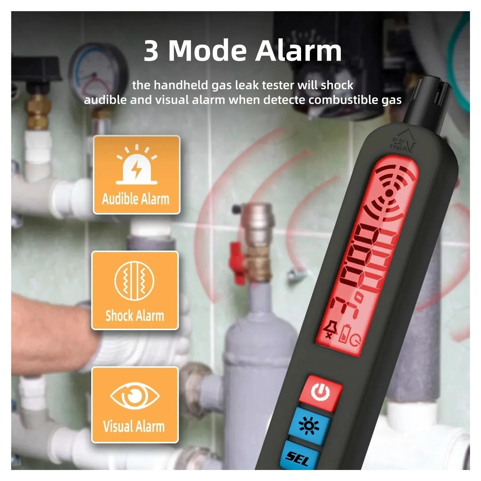 Rilevatore di perdite di gas Combustibile Naturale CO2 Infiammabile Alcool GPL Metano Analizzatore Allarme cicalino ricaricabile PPM LEL Tester