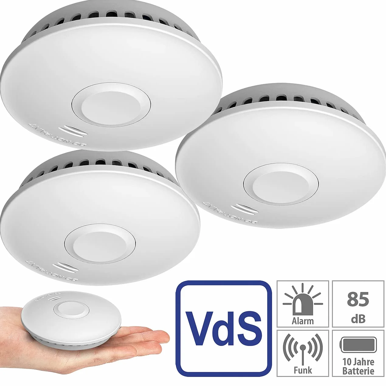 VisorTech allarme antincendio radio: set da 3 Rilevatore di fumi wireless, connesso, 85 dB (rilevatore di fumo wireless e connesso, fumo)
