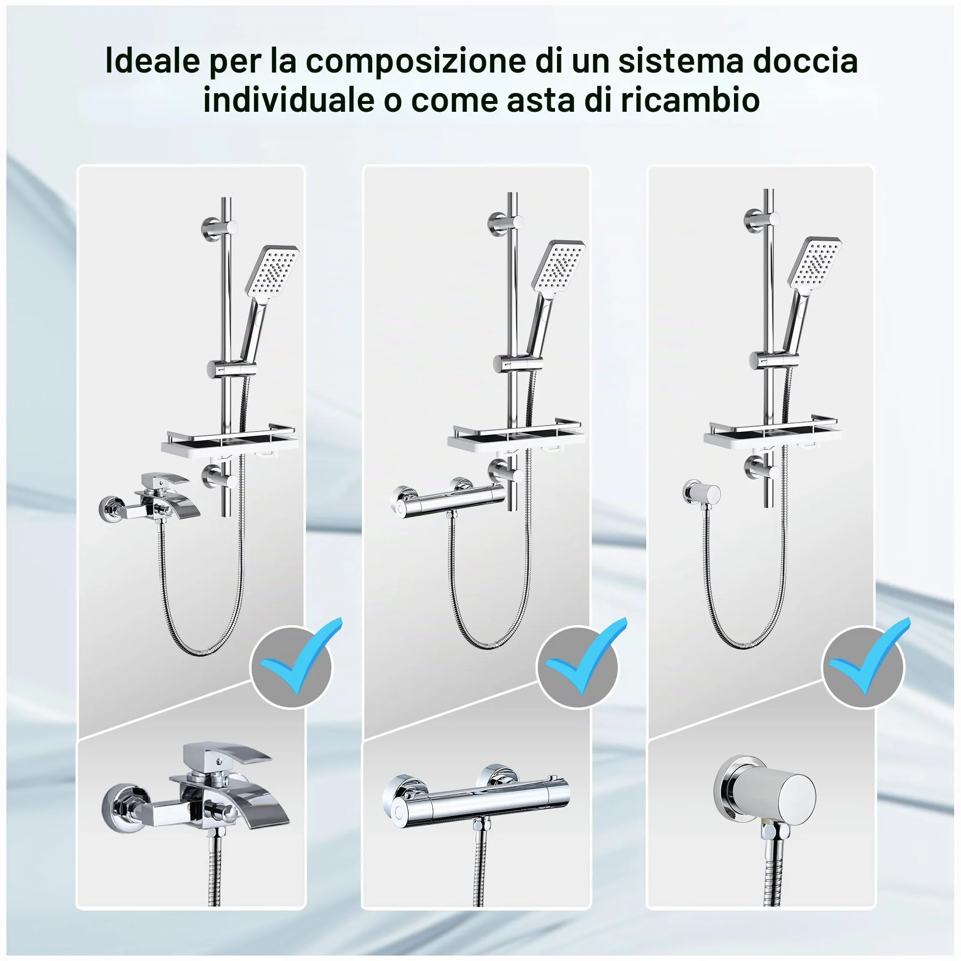 Görbach Colonna Doccia Acciaio Inox 70 cm Cromo 3 Getti con Soffione e Supporto