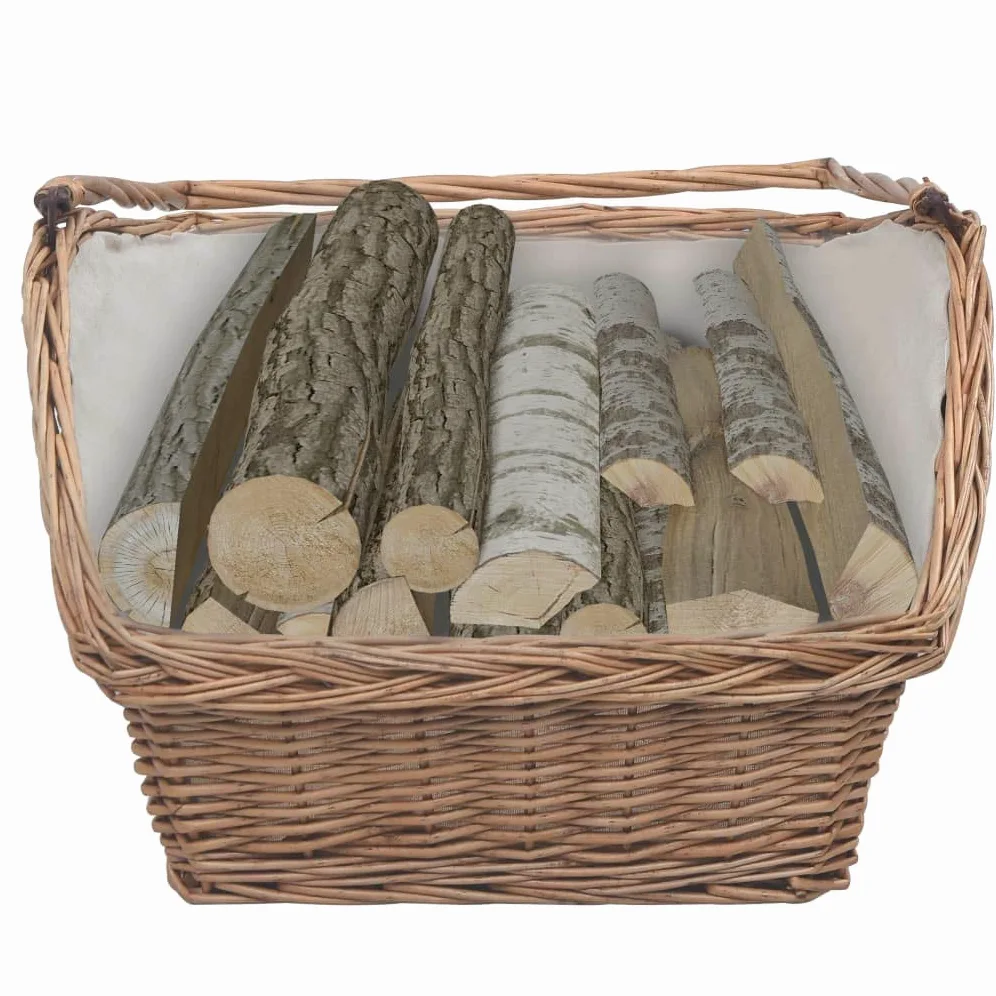 Festnight Cesta Legna da Ardere con Manico 57x46,5x52cm/61,5x46,5x58cm Cesto in Vimini per Legna da Ardere Marrone in Salice