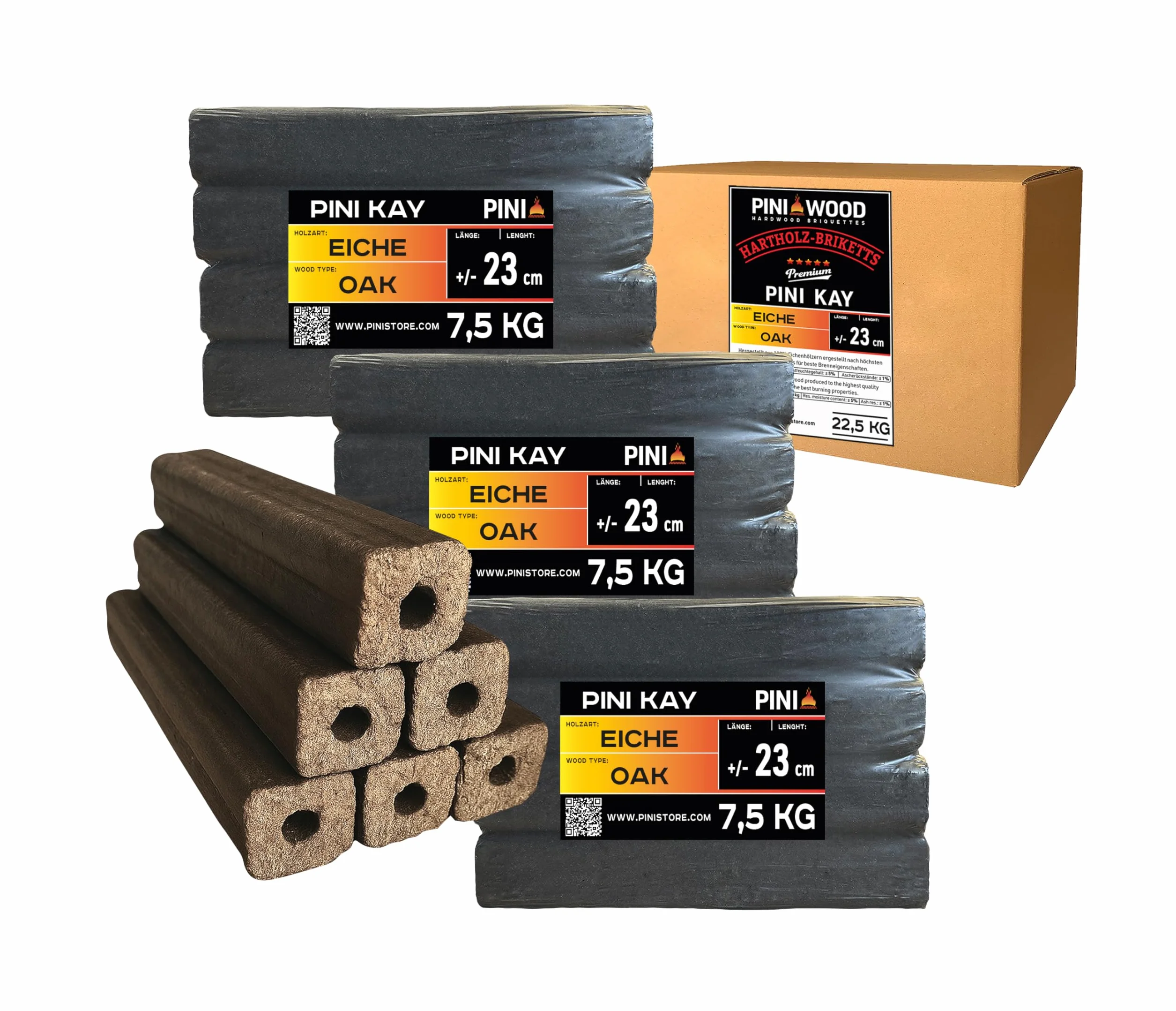 PINI Kay Bricchette legno quercia 23 cm quadrata foro trazione 22,5 kg camino braciere