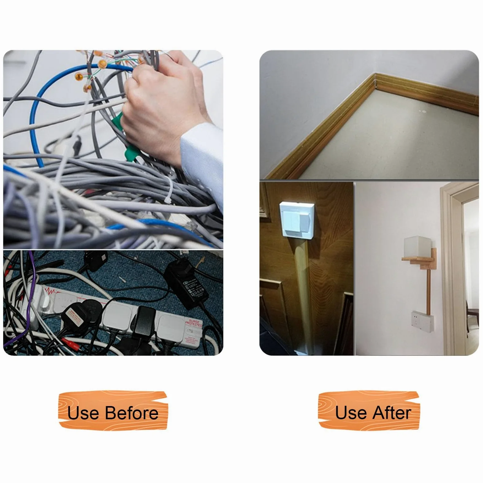 Passacavi Passacavo Rotondo Nero Bianco Marrone Grigio - Lunghezza 1m, Canale Per Fili Decorativi Autoadesivi Rimovibili Per Ufficio, Casa, Cucina, Copertura Del Cavo Del Pavimento(Black,2 Cables)