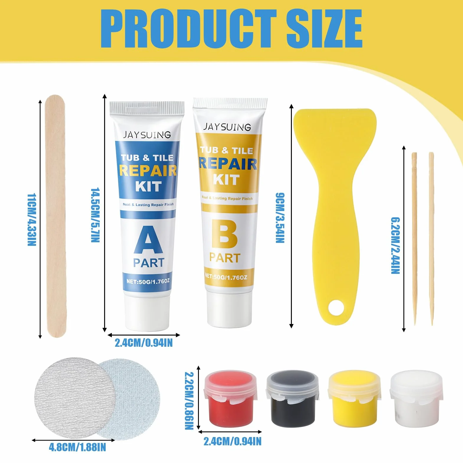 Kit Riparazione Piastrelle Ceramica Marmo Resina Epossidica AB 50G×2 Spatola Accessori