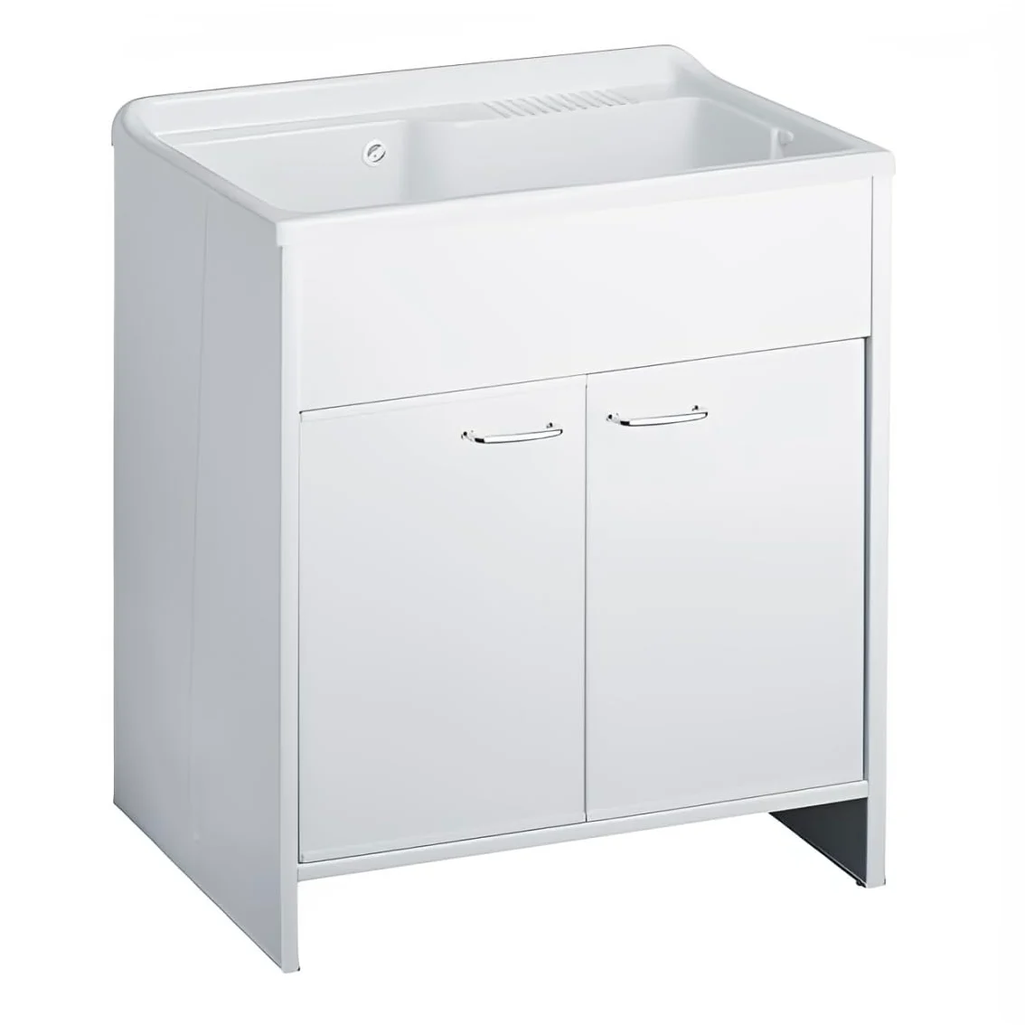Negrari Lavatoio in Resina PVC per ambienti umidi, Resistente nel tempo, Kit di scarico incluso, L80 x P50 x H85, Bianco
