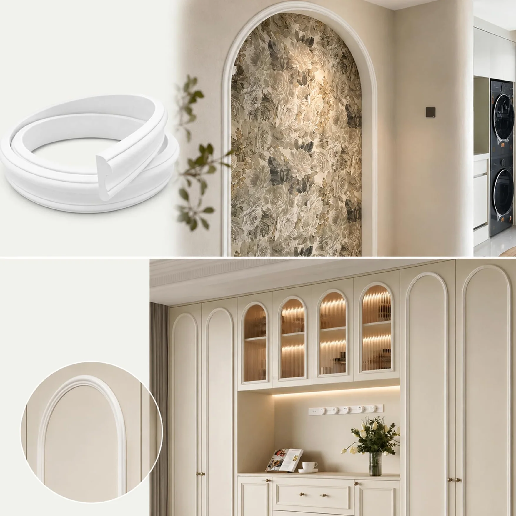 Modanature da Parete Flessibile PVC per Decorazione di Pareti Interne Soggiorno Camera da Letto, da Installare con Colla W 4cm, L 4m