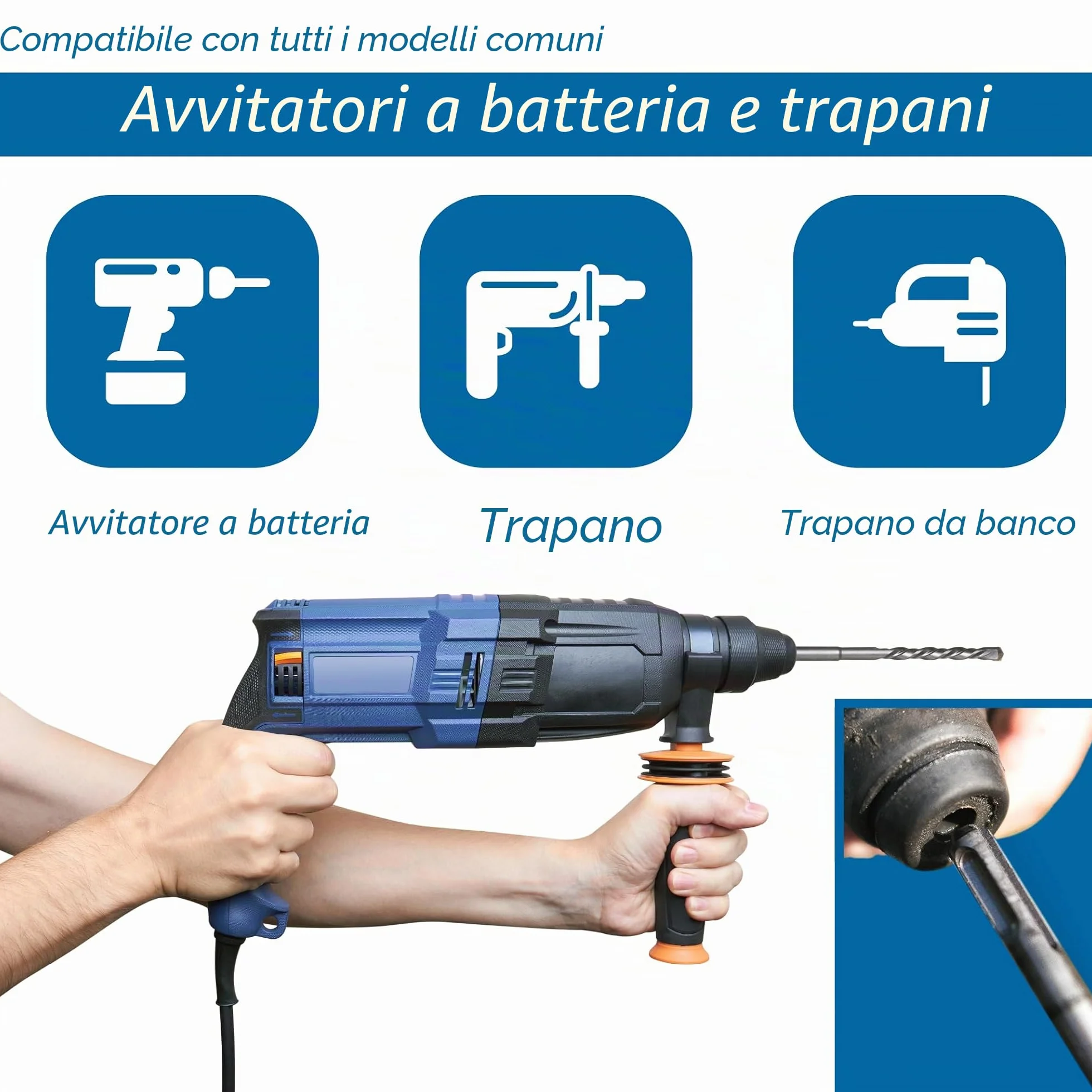 SDS Plus Set 3 Punte Trapano Pietra Ø 10-14-20 mm x 40 cm Muratura Calcestruzzo Metallo Duro