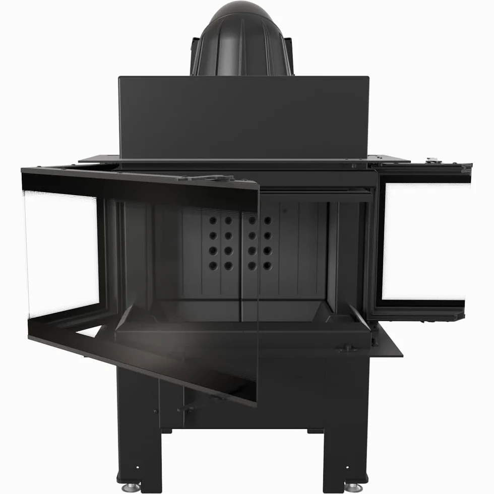 KRATKI Inserto per camino in acciaio a legna NBC 7 kW Ø160 bifacciale A+ | Acciaio nero, efficienza 83%, classe A+. Ecodesign, BImSchV 2, Kratki PRO; per recupero calore.; combustione efficiente