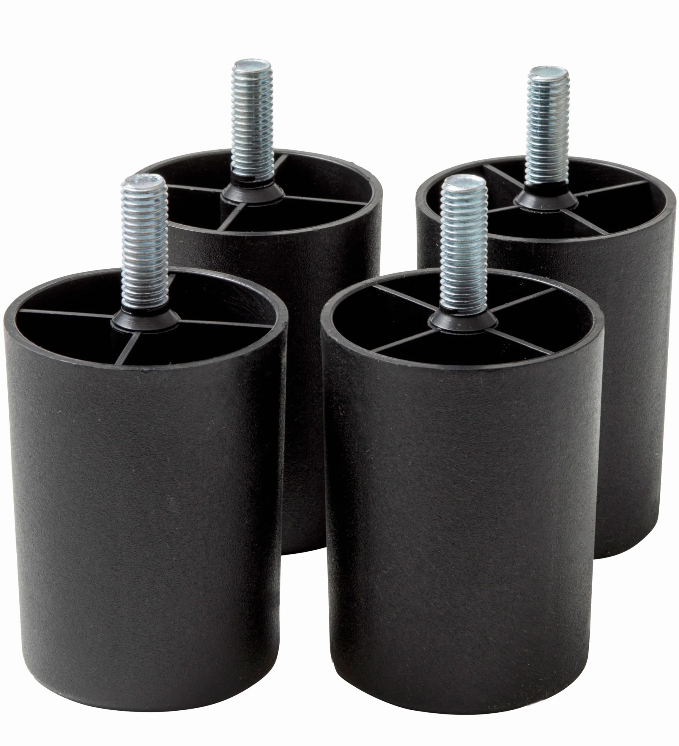 IPEA Set di 4 Piedini in Plastica Nera per Divani e Mobili 80 mm