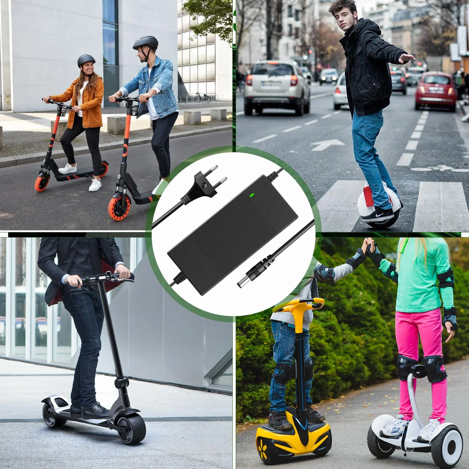 Caricatore per Monopattino Elettrico, Caricabatterie 42V 3A per Hoverboard, Caricatore per Batteria Monopattino 36V