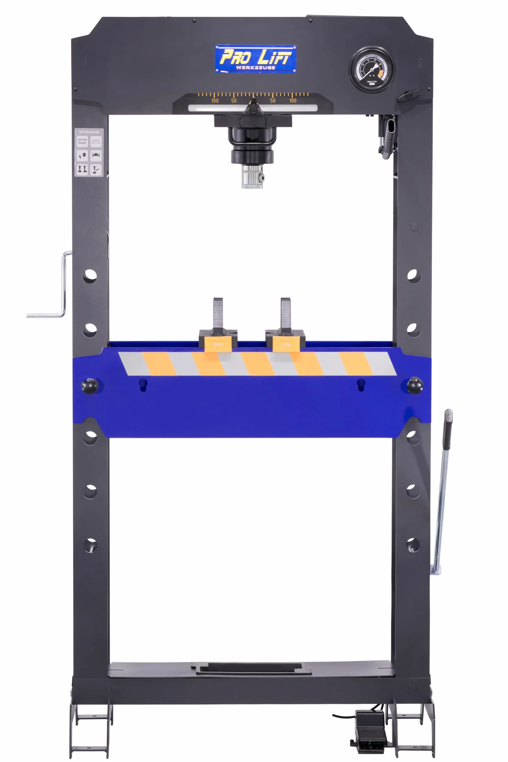 Pressa da officina manuale + pneumatica 30t 00012 750 mm extra larga