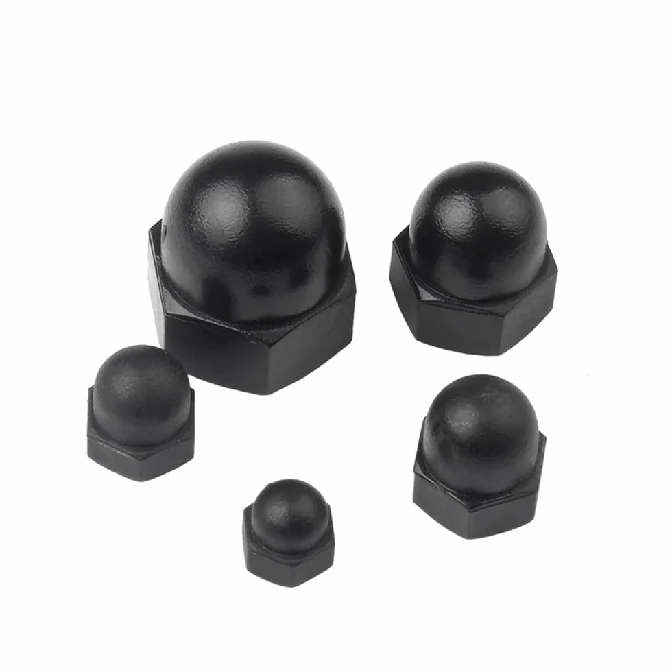 Nylon Ghianda Tappo A Cupola Dadi Plastica Esagonale M3-M20 Nero M6 20pcs