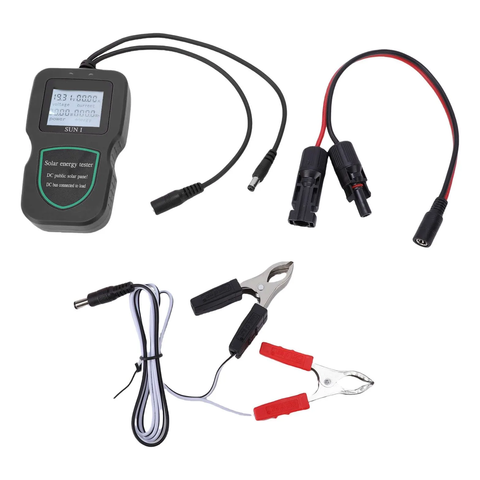 Tester per Pannelli Solari, Materiale ABS, Multimetro MPPT Ad Alta Precisione per Test di Pannelli Solari Fotovoltaici, Ampio Schermo LCD per Professionisti e Appassionati (BLACK)