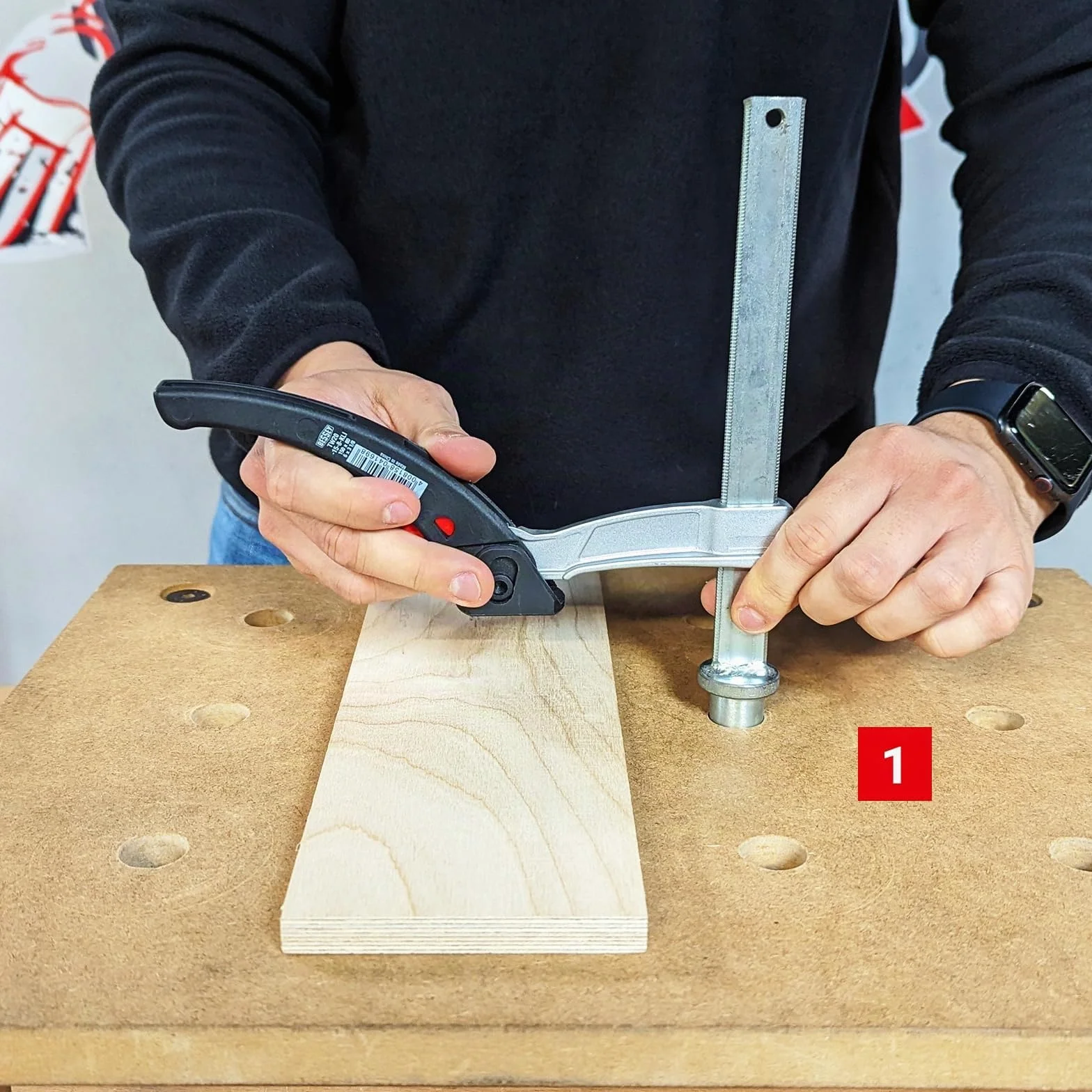BESSEY Elemento di serraggio per tavoli multifunzionali TW20-15-8KLI-SET, braccio scorrevole in magnesio leggero, serraggio rapido antivibrazioni, 0,62 kg