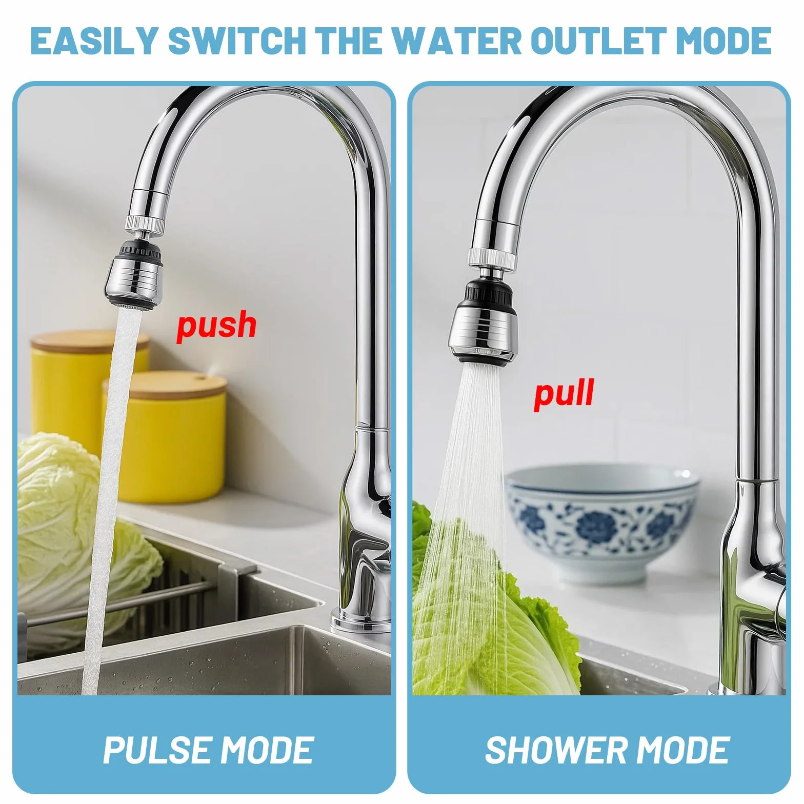 Aeratore per rubinetto 2 pezzi regolatore girevole 360° risparmio acqua con adattatori