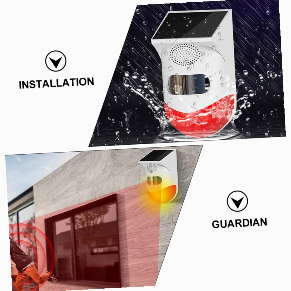 Allarme Infrarossi da Esterno Solare Rosso IP67 in ABS e Silicio | Sensore Infrarossi da Esterno Allarme Giardino, Allarme Forte, per Casa, 1 Pezzo