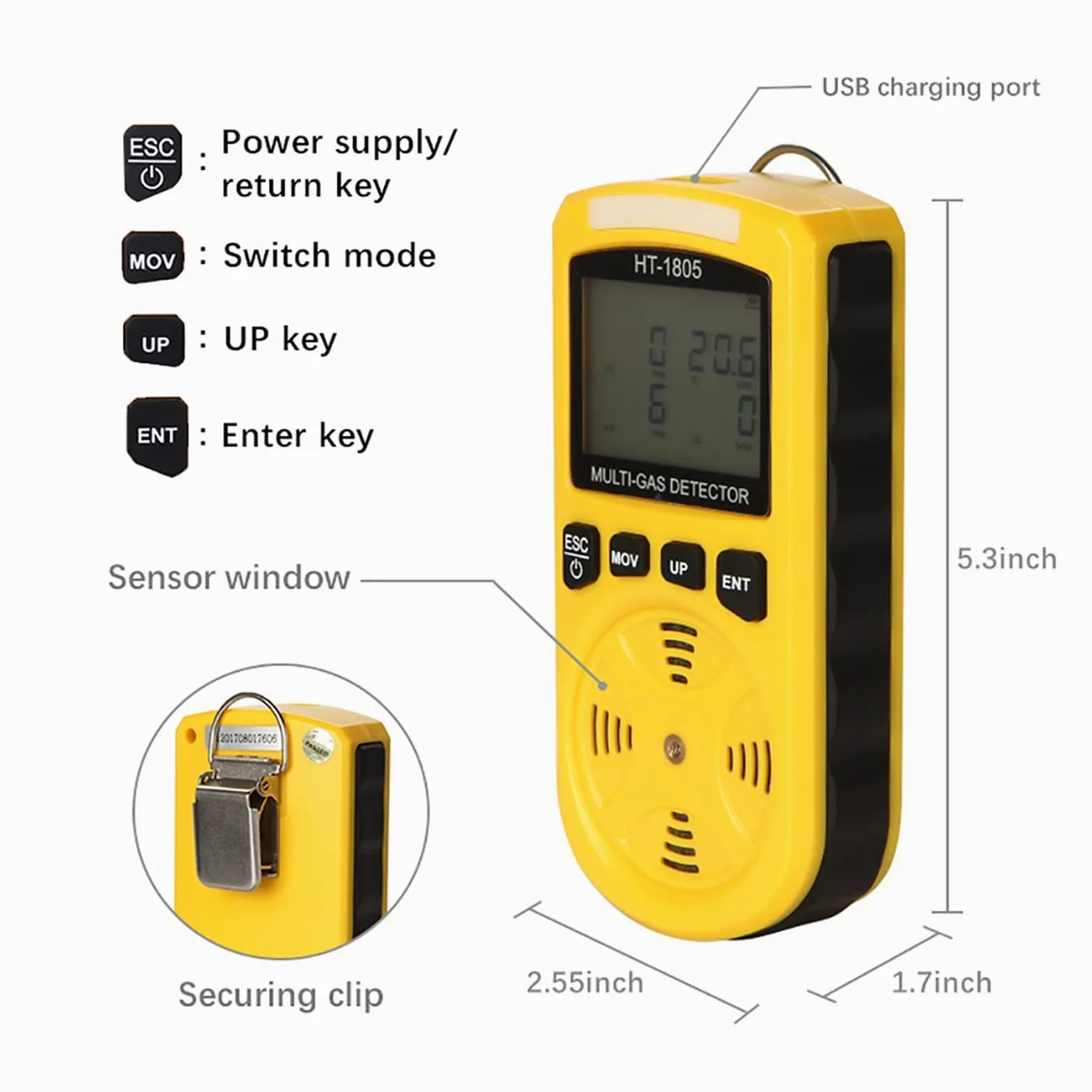 Misuratori della qualità dell'aria, Rilevatore di gas 4 in 1 Co h₂s o₂ Lel Monitor Digital Palmare Tossico Monossido di monossido di monossido di idrogeno Solfuro di qualità del tester di qualità de-l