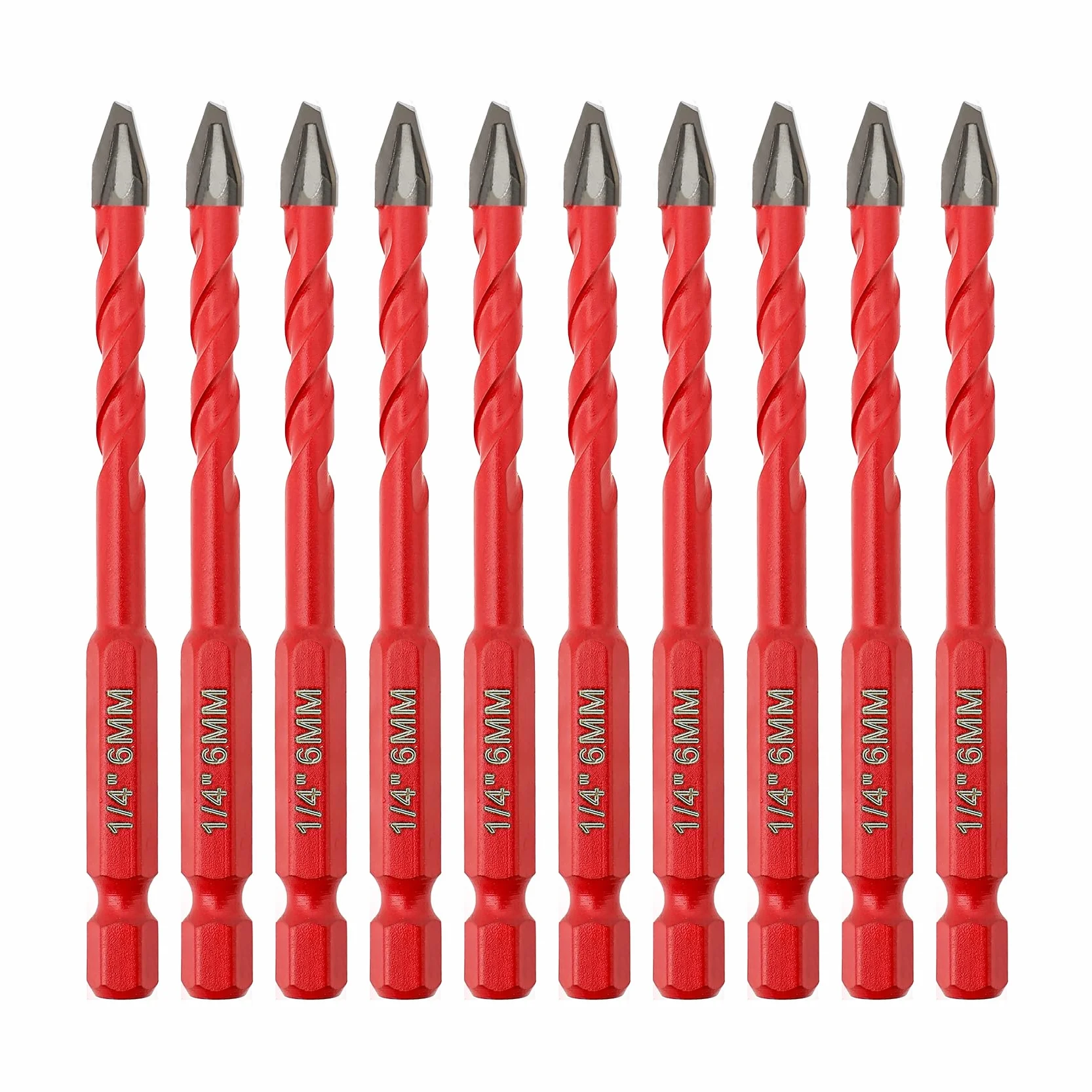 FOCSTOL Set Punte Trapano a Secco 6mm Carburo Codolo Esagonale 10 Pezzi