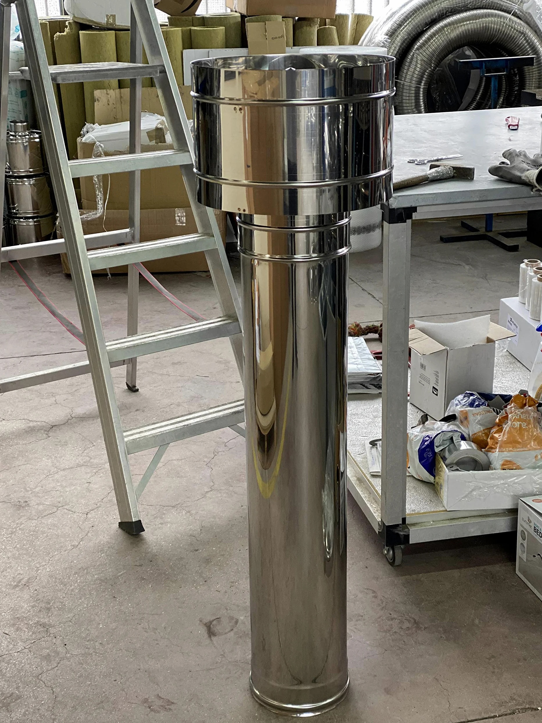 Terminale canne fumarie 4 venti in acciaio inox con base tonda (DN 150)