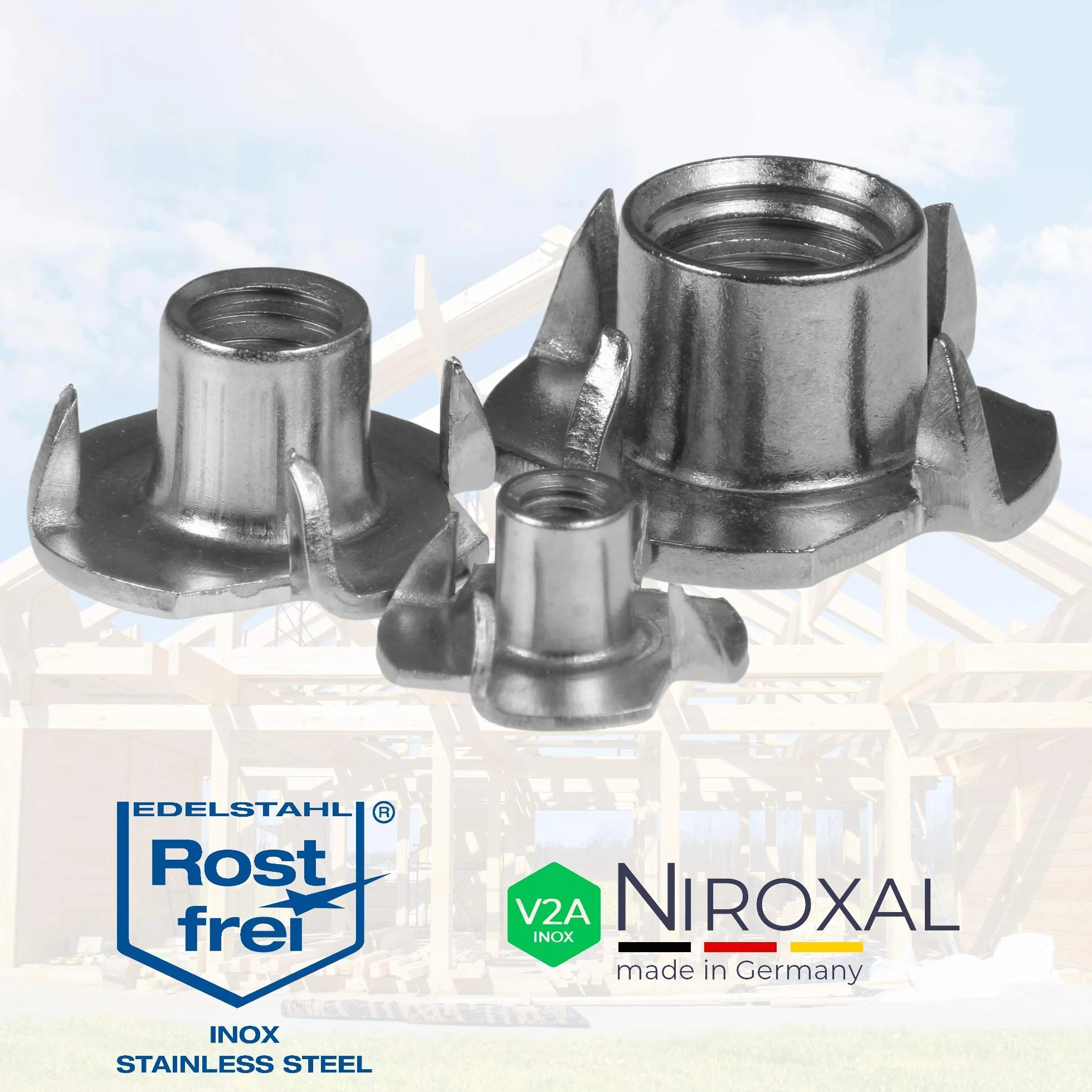 20 dadi ad impatto M12 in acciaio inox V2A con filettatura metrica per legno e plastica