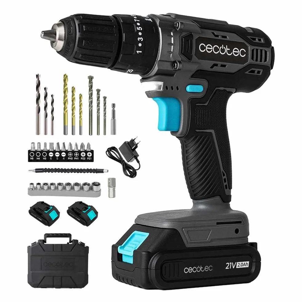 Cecotec PowerForce 2120 Impact Trapano Percussione e Avvitatore 21V 2 Batterie 2000mAh 45Nm 1500rpm 27000 Impatti/min Valigetta