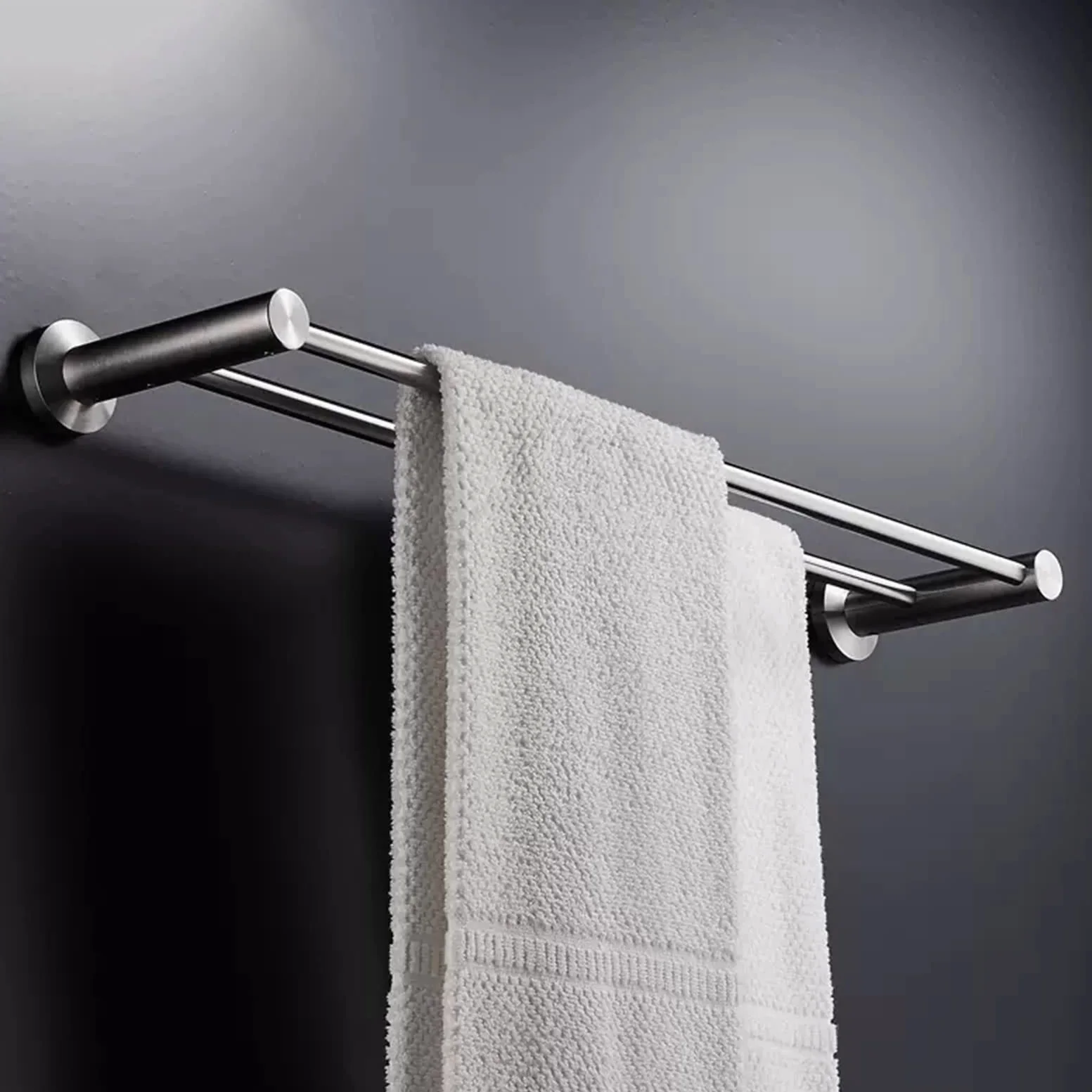 Portasciugamani doppio da parete in acciaio inox SUS304, 40-100 cm, per cucina, bagno, WC, hotel, design moderno e salvaspazio (dimensioni: 40 cm)