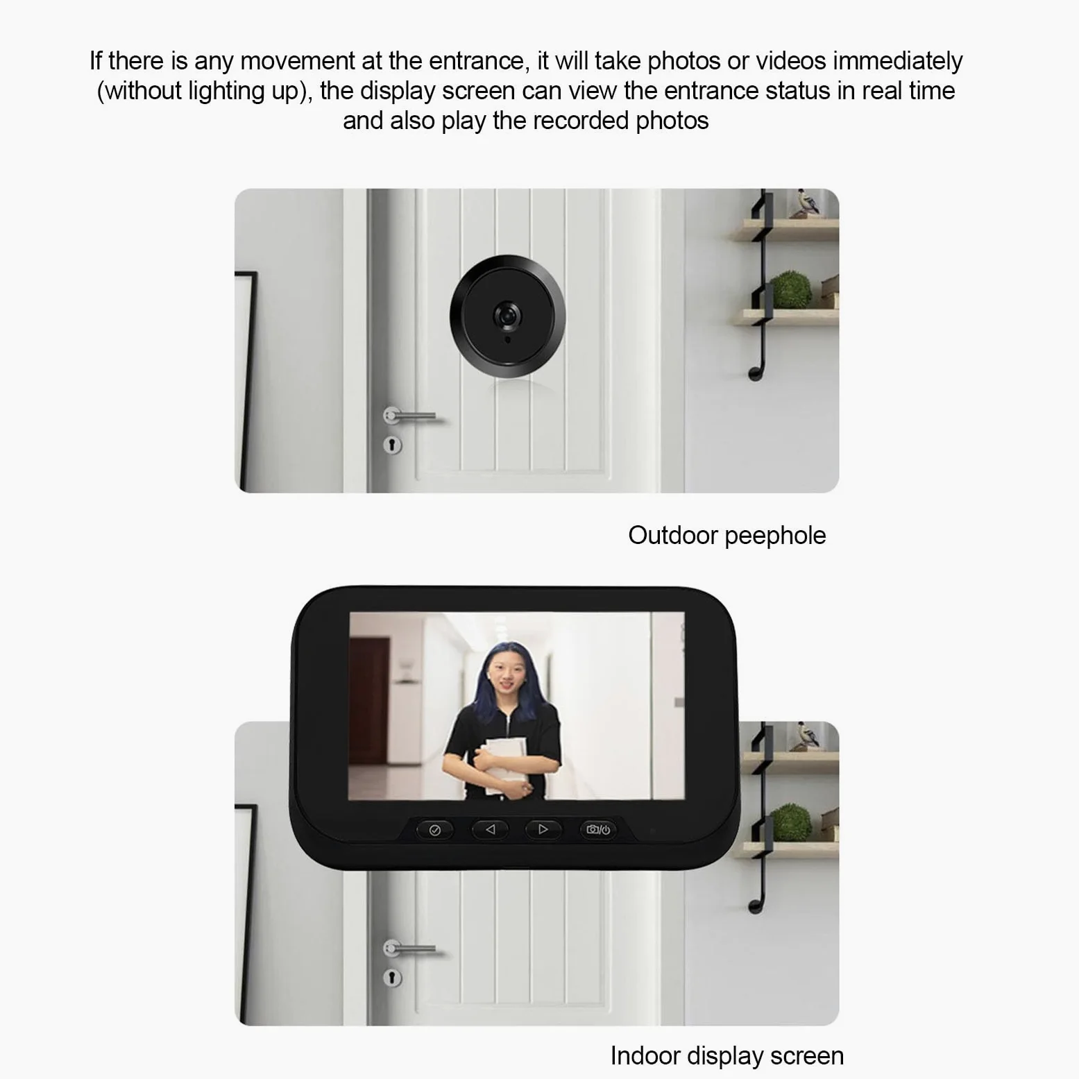 Fafeicy Videocamera Spioncino Schermo a Colori da 4,5 Pollici 1080P Grandangolo da 135 Gradi con Spioncino Digitale con Rilevamento del Movimento per Porta Dell'appartamento di