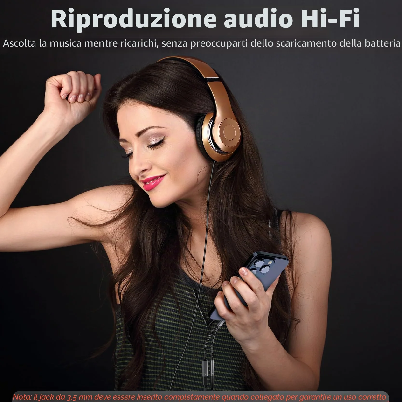 Adattatore e Ricarica per Cuffie USB C, 2 in 1 Jack da 3,5 mm USB C PD 60W Ricarica Rapida per Auricolari Splitter C ompatibile con iPhone 15/Pro/Max, Samsung S24/S23, Hua wei usw