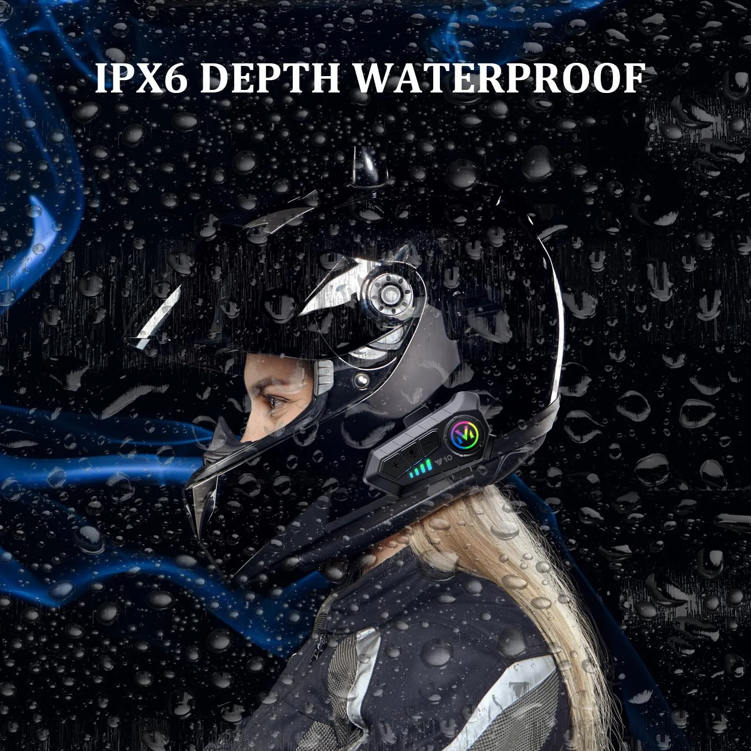 Casco Moto Auricolare, Y10 Cuffie per Caschi da Moto per Persona Singola wireless 5.3 Impermeabile IPX6 Cancellazione del rumore, Casco-Moto-Cuffie-Auricolare-Singola